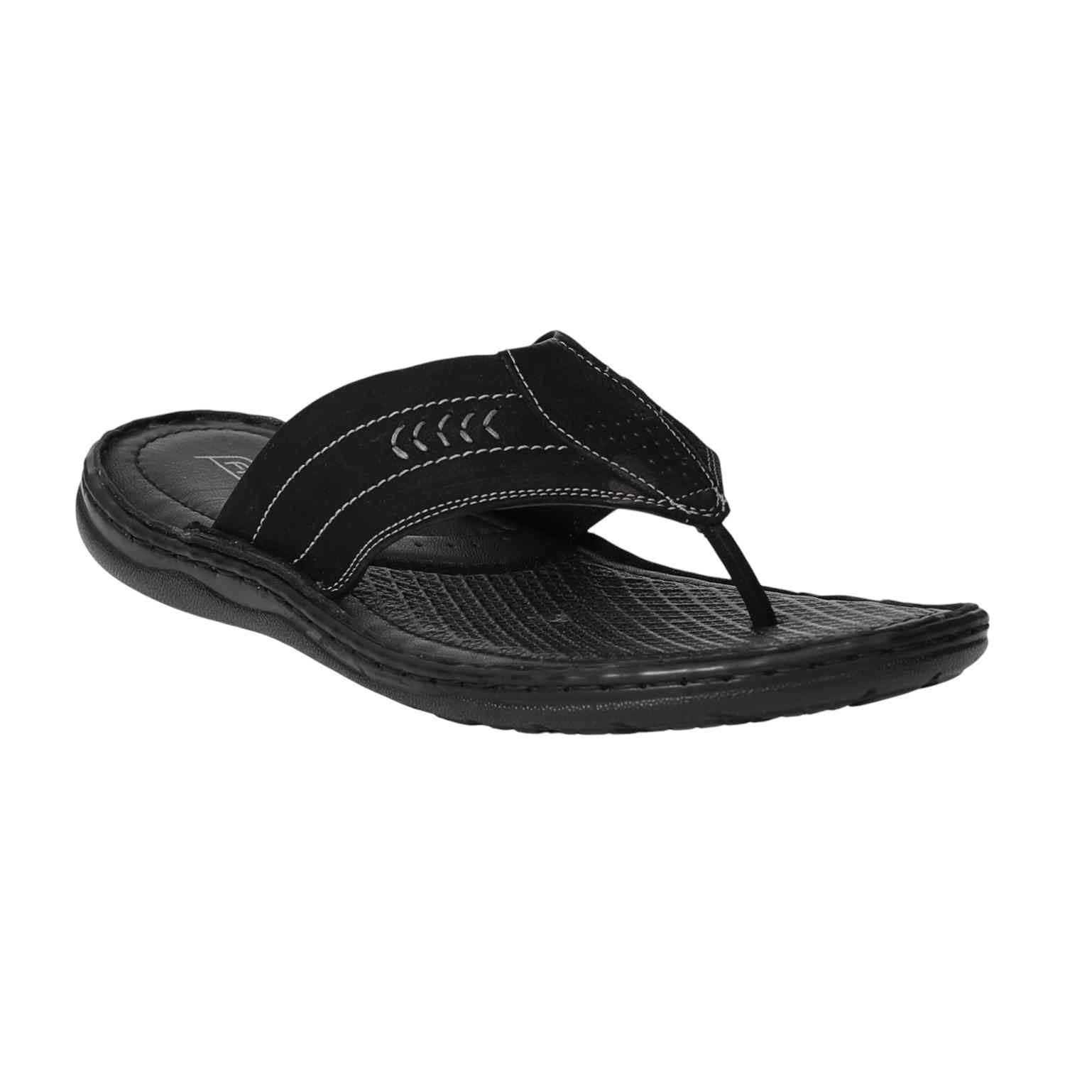 Men Black DuraStep Thong Chappals
