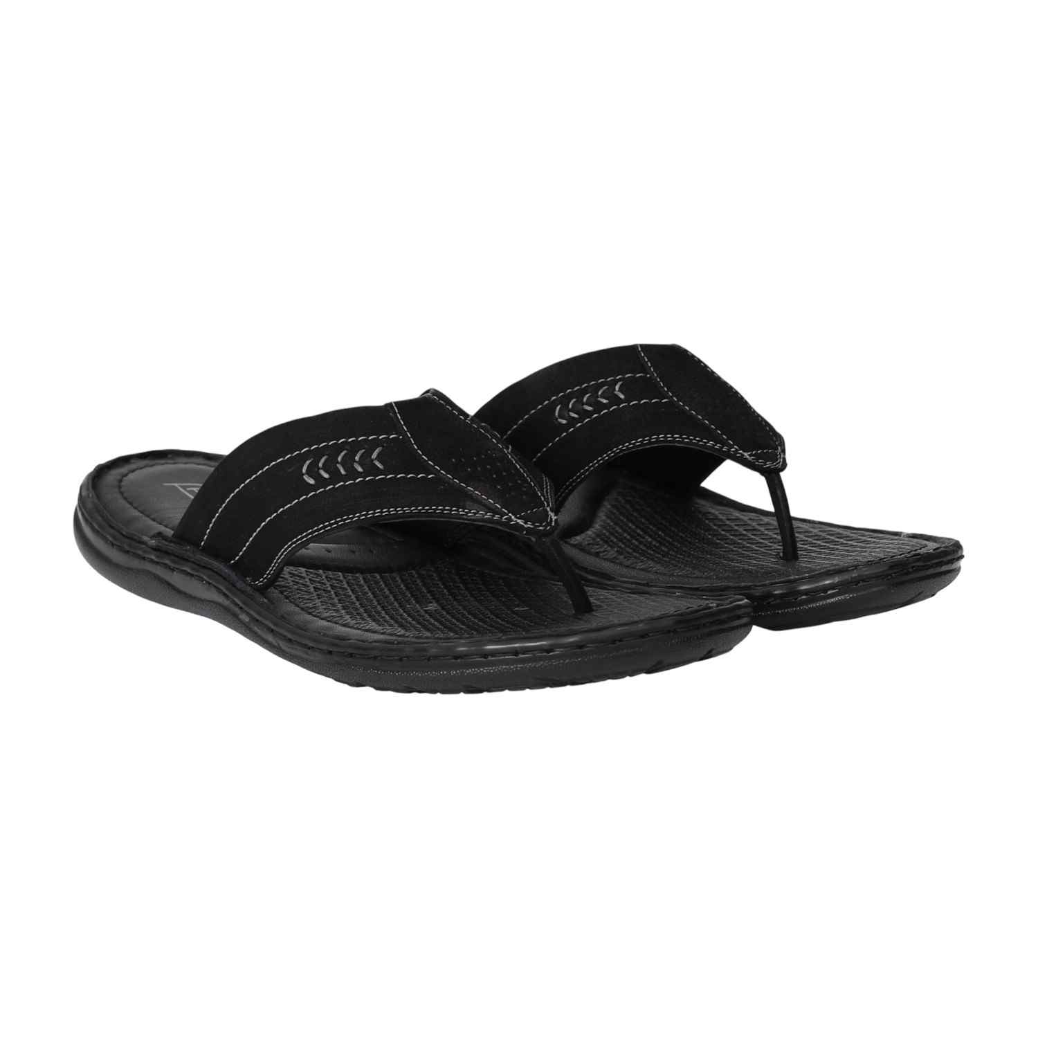 Men Black DuraStep Thong Chappals