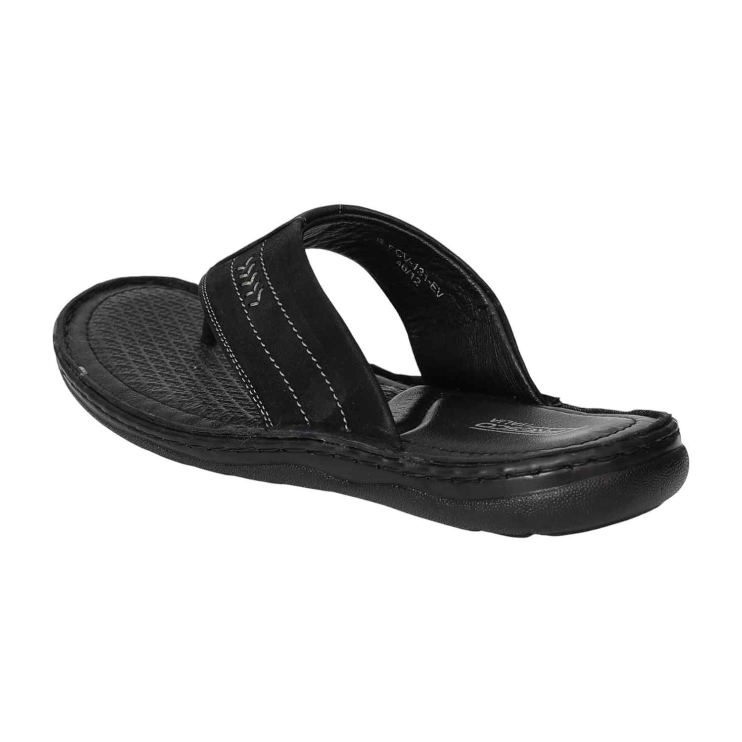 Men Black DuraStep Thong Chappals