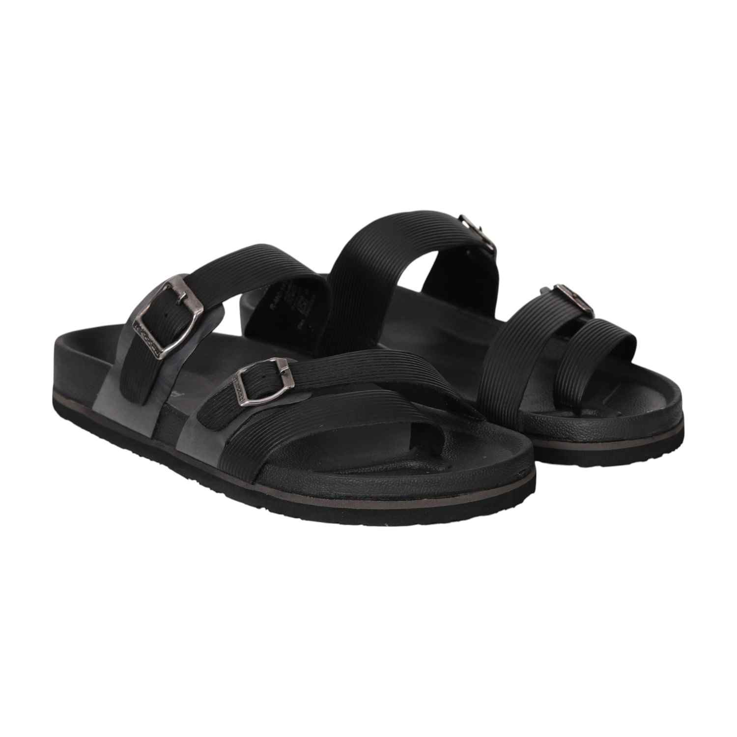 Men Shadow Grey Dual Buckle Sandals