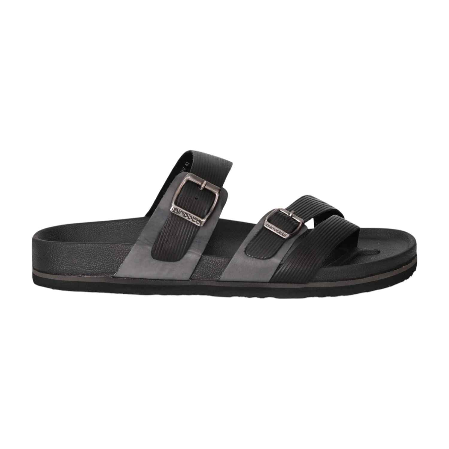 Men Shadow Grey Dual Buckle Sandals