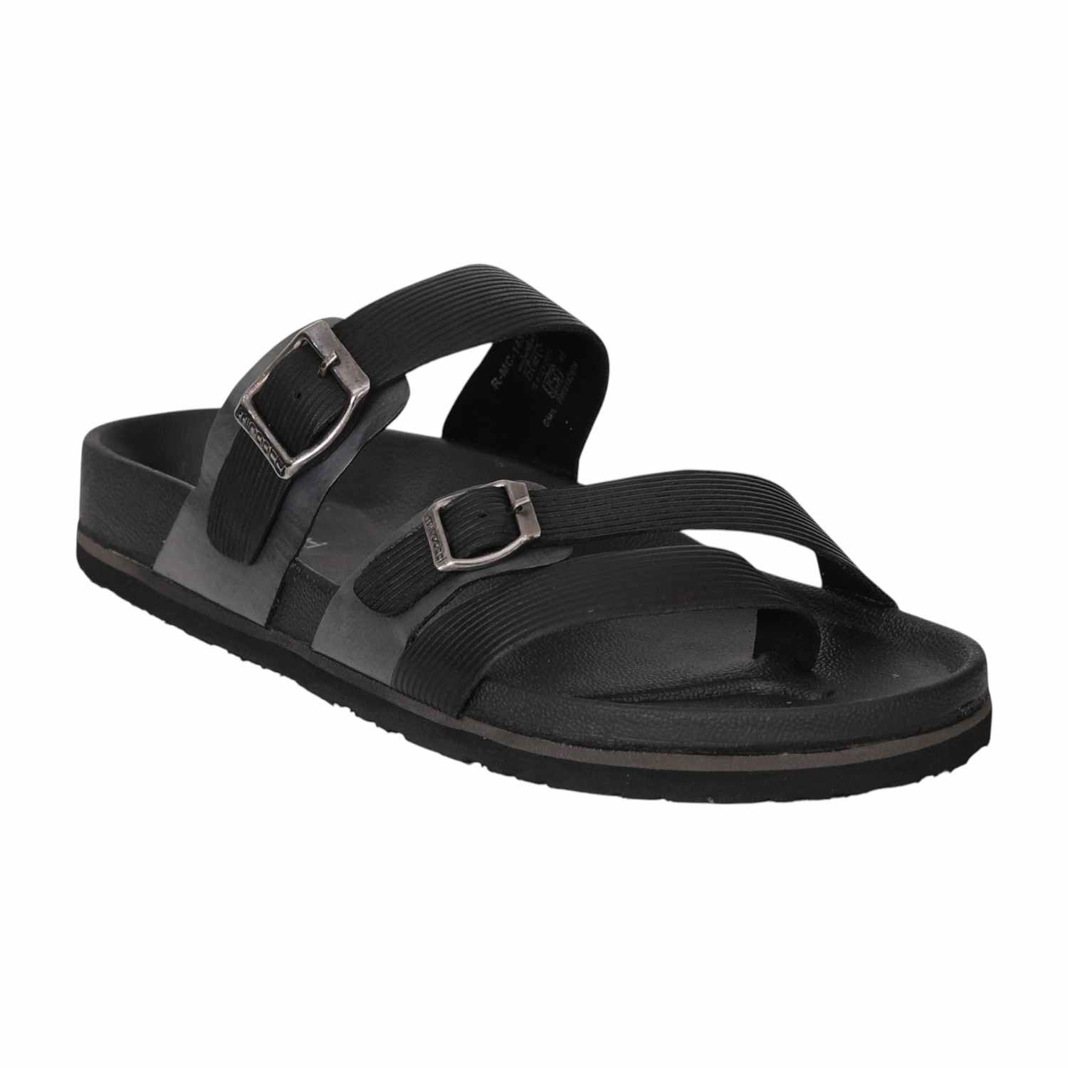 Men Shadow Grey Dual Buckle Sandals