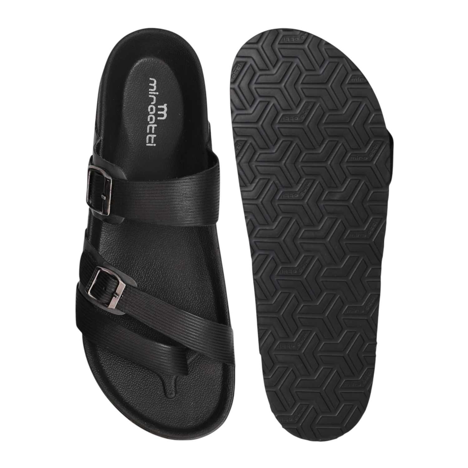 Men Shadow Grey Dual Buckle Sandals