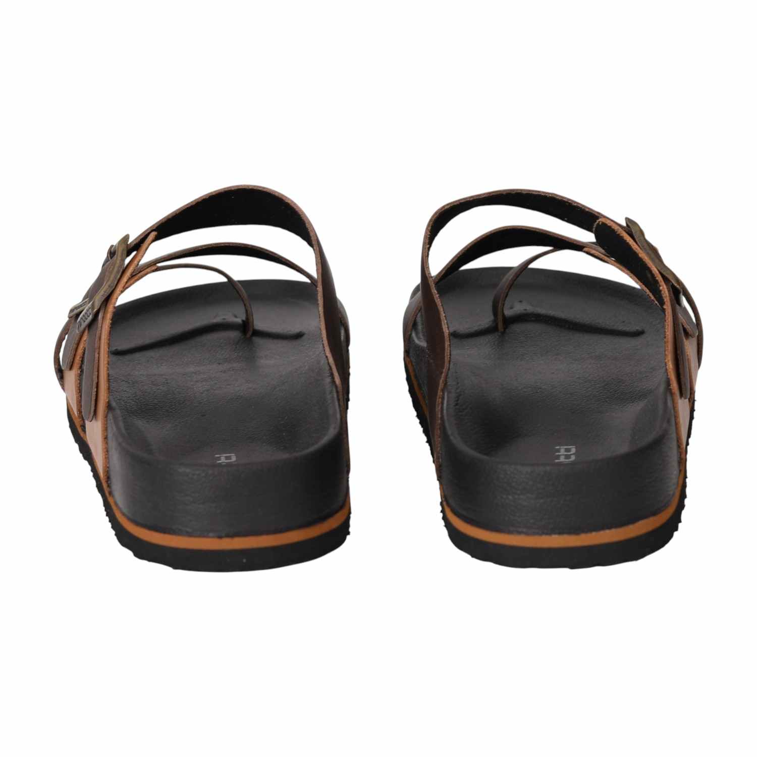 Men Rustic Tan Dual Buckle Sandals
