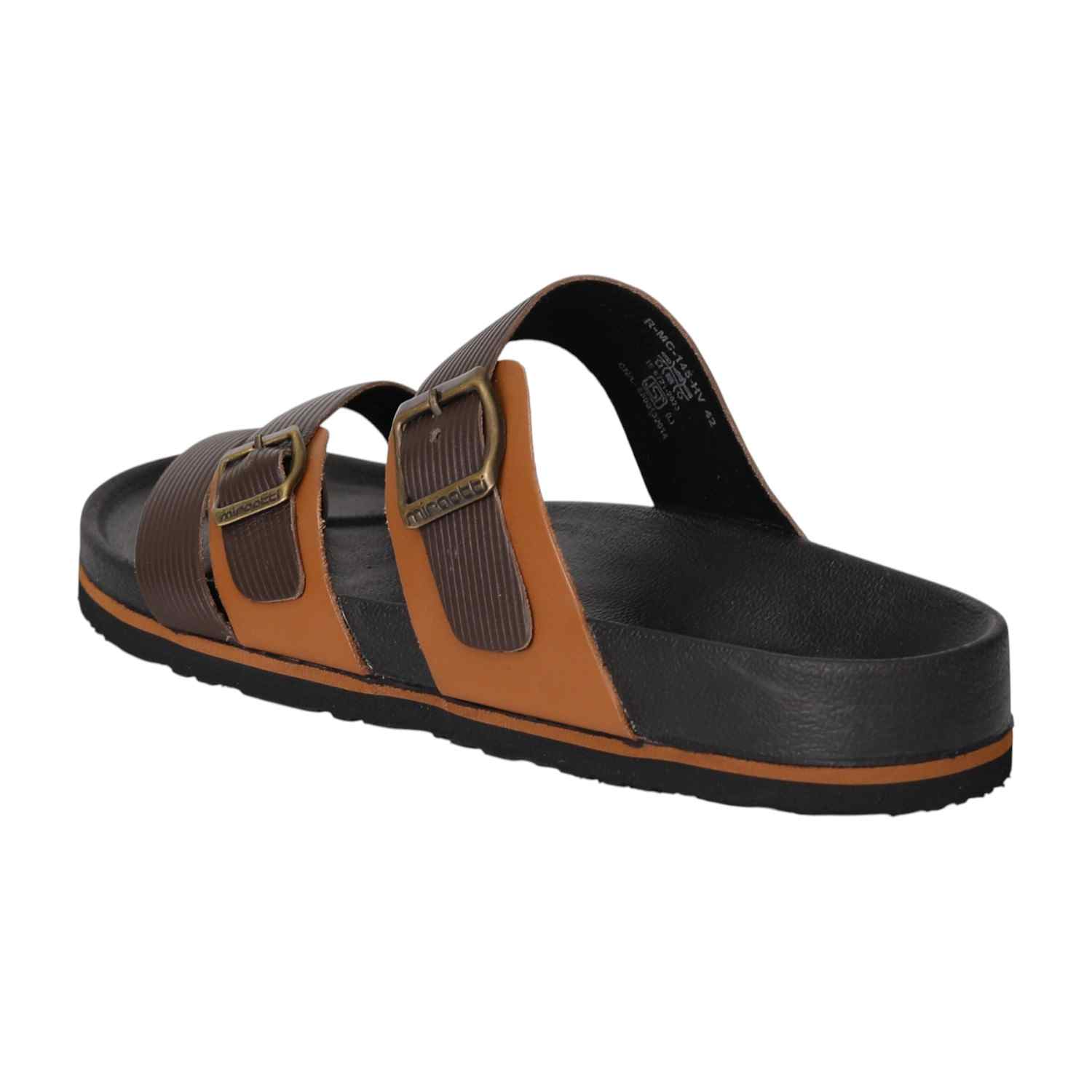 Men Rustic Tan Dual Buckle Sandals