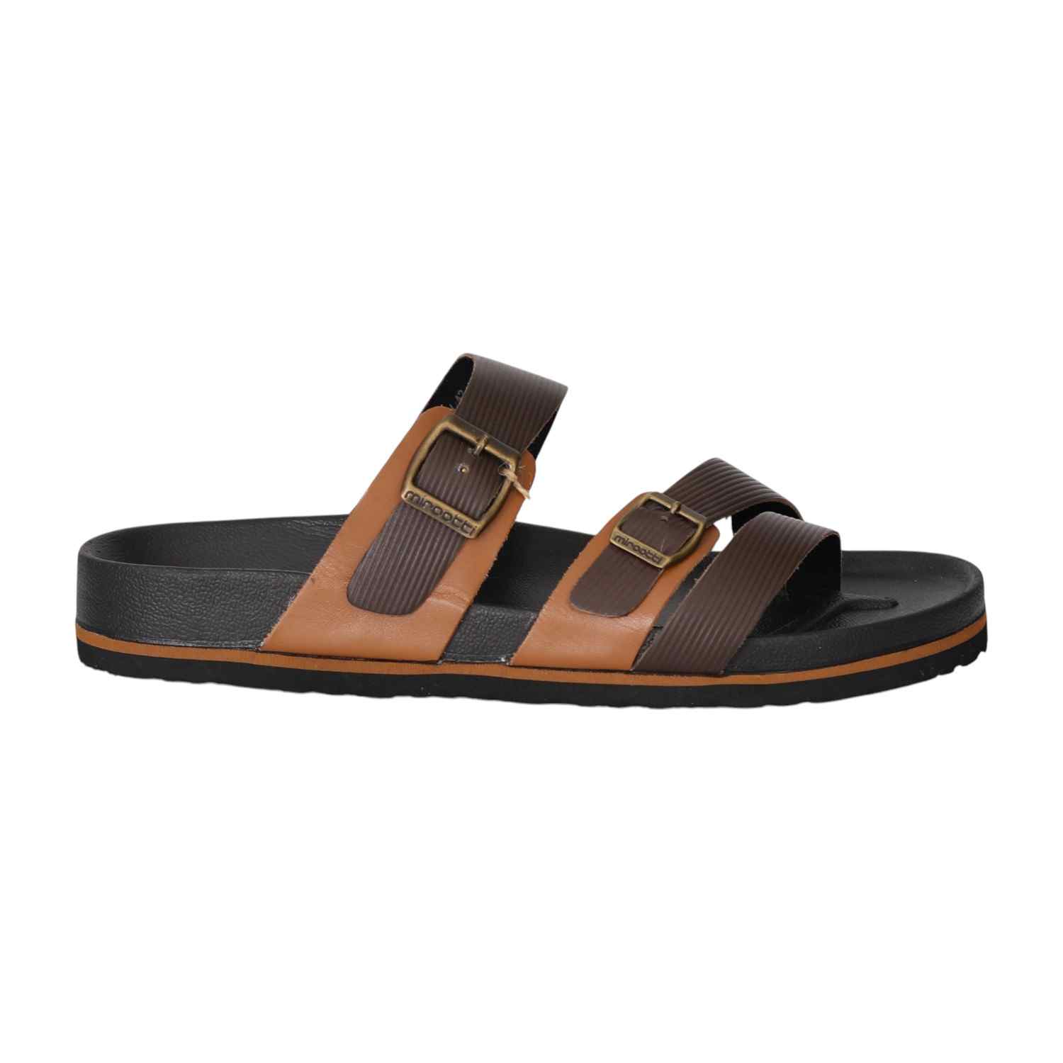 Men Rustic Tan Dual Buckle Sandals