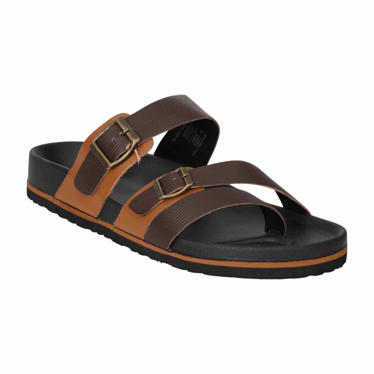 Men Rustic Tan Dual Buckle Sandals