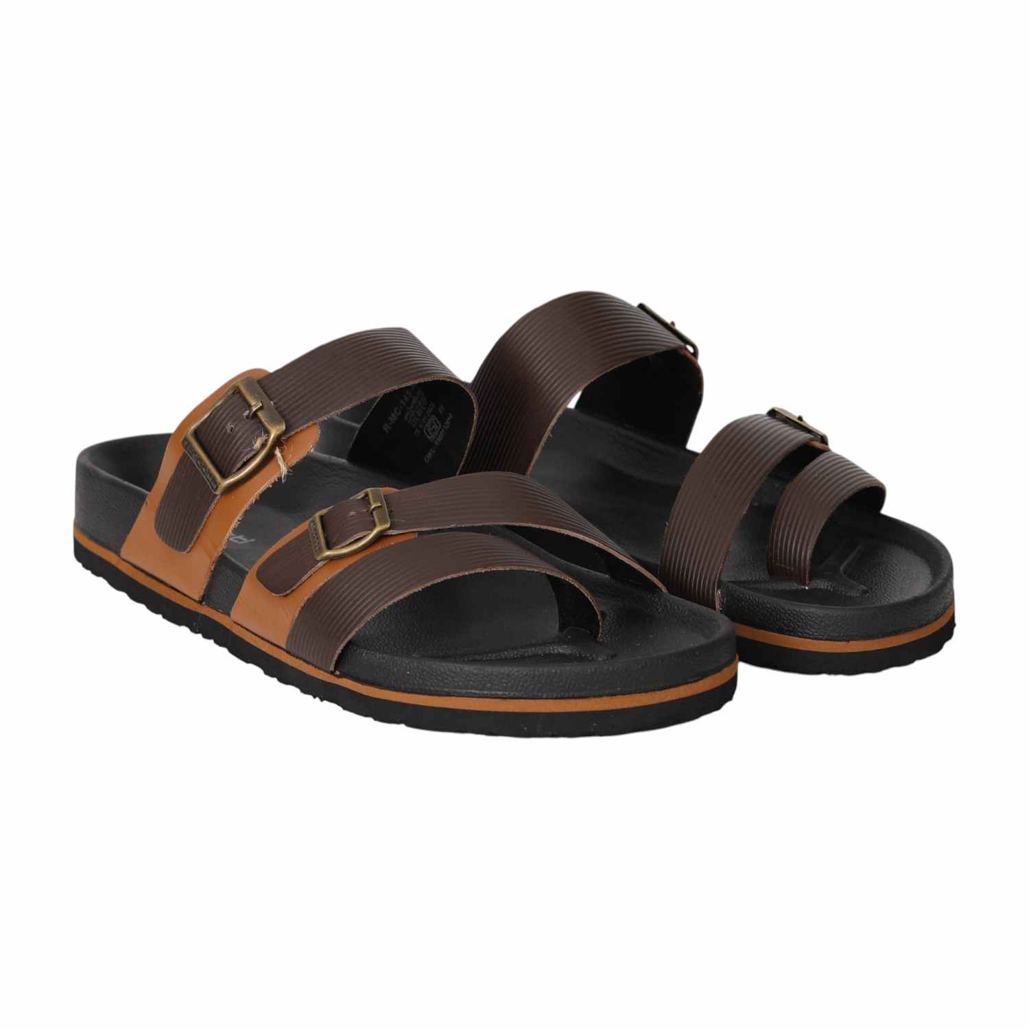 Men Rustic Tan Dual Buckle Sandals