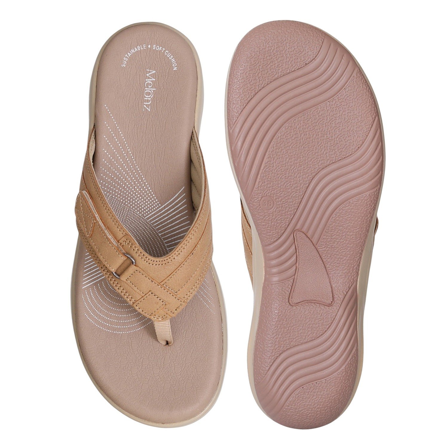 Beige Motion Active Thong Sandals for Women