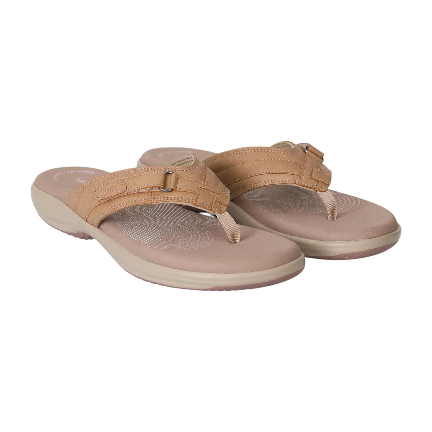 Beige Motion Active Thong Sandals for Women