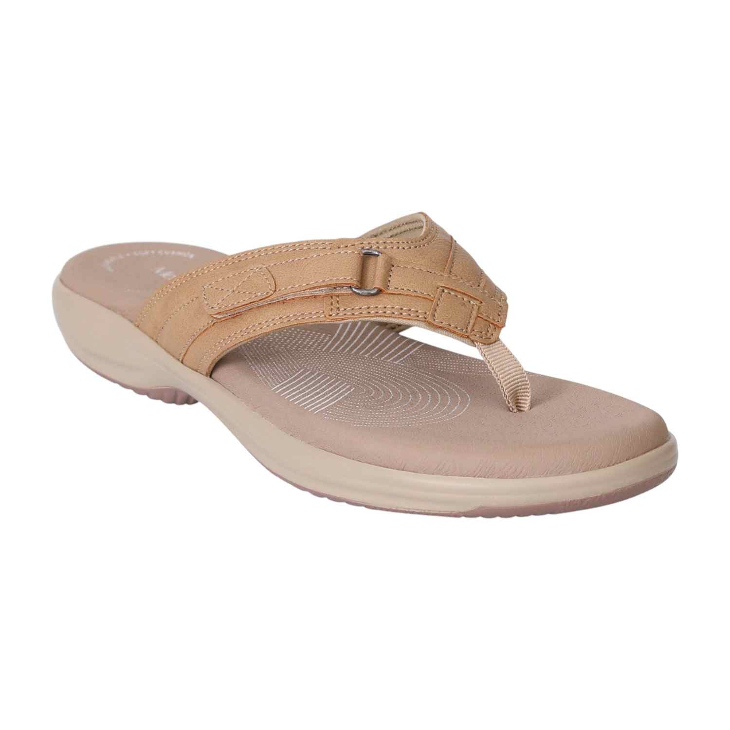 Beige Motion Active Thong Sandals for Women