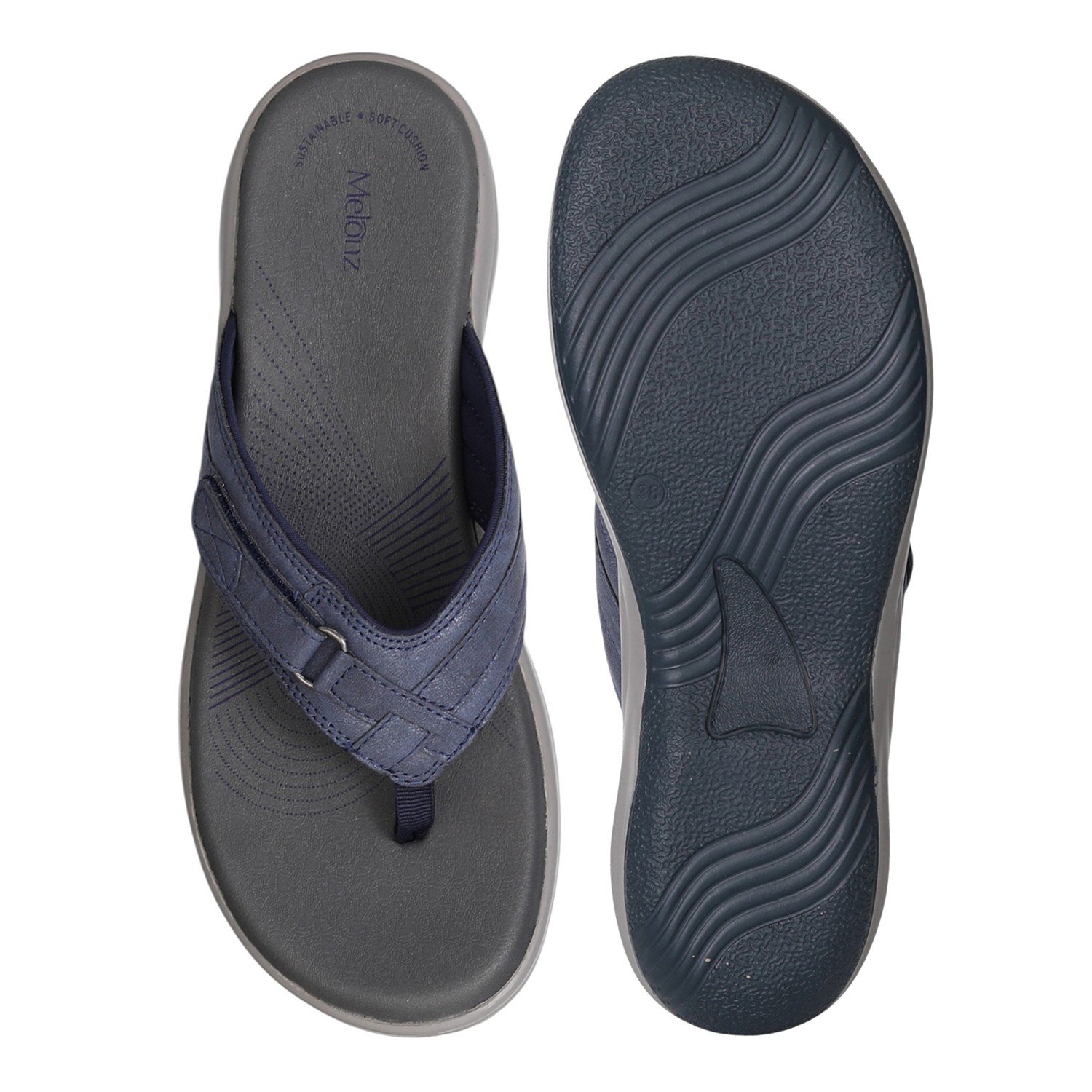Navy Blue Motion Active Thong Sandals for Women