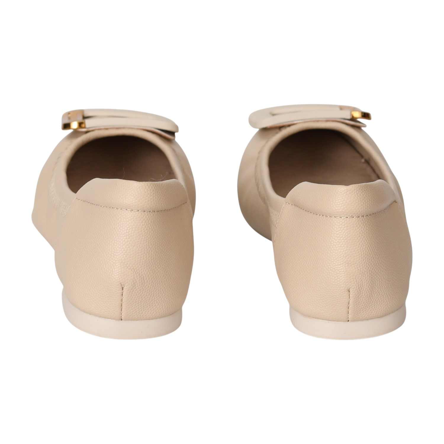 Women Beige Statement Ornament Ballerinas
