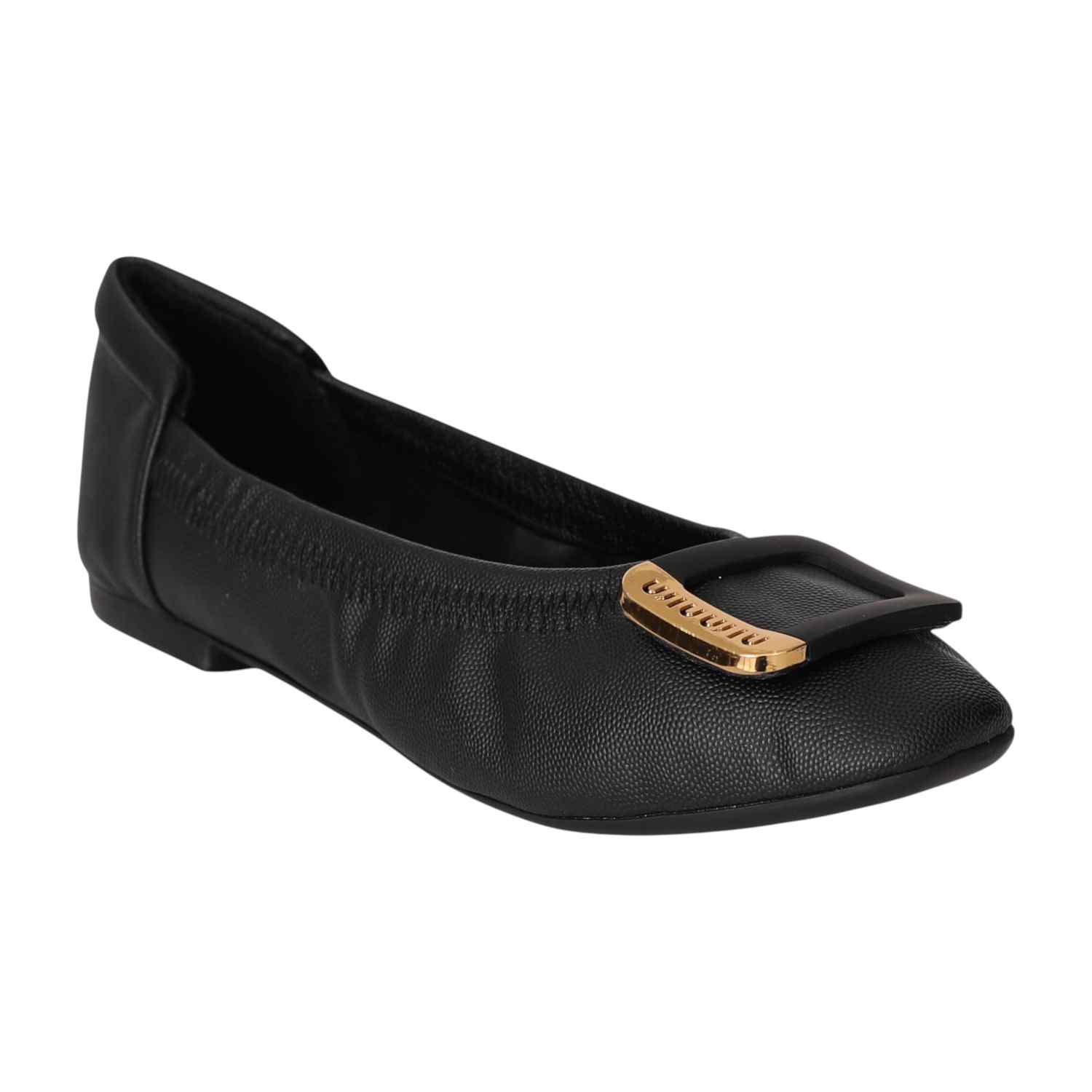 Women Black Statement Ornament Ballerinas