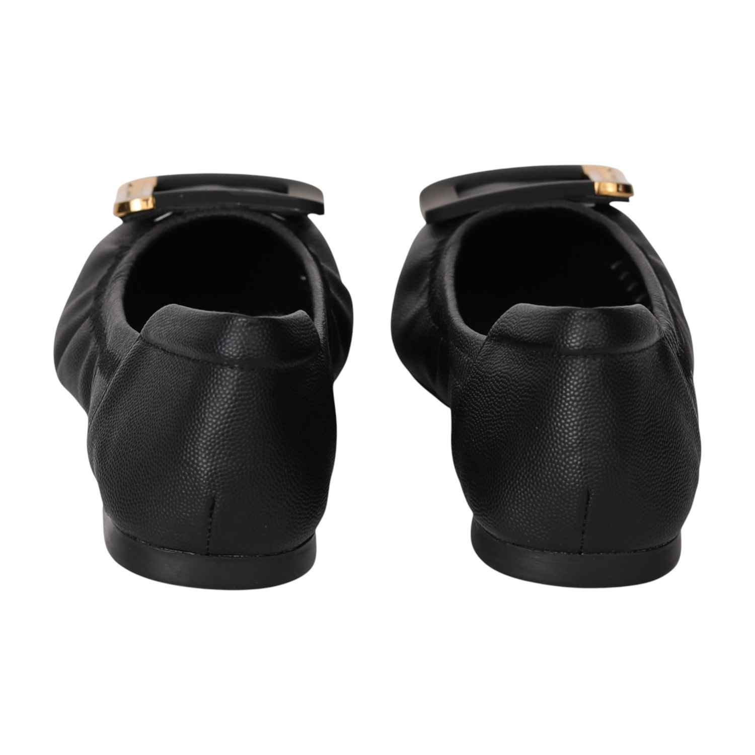Women Black Statement Ornament Ballerinas