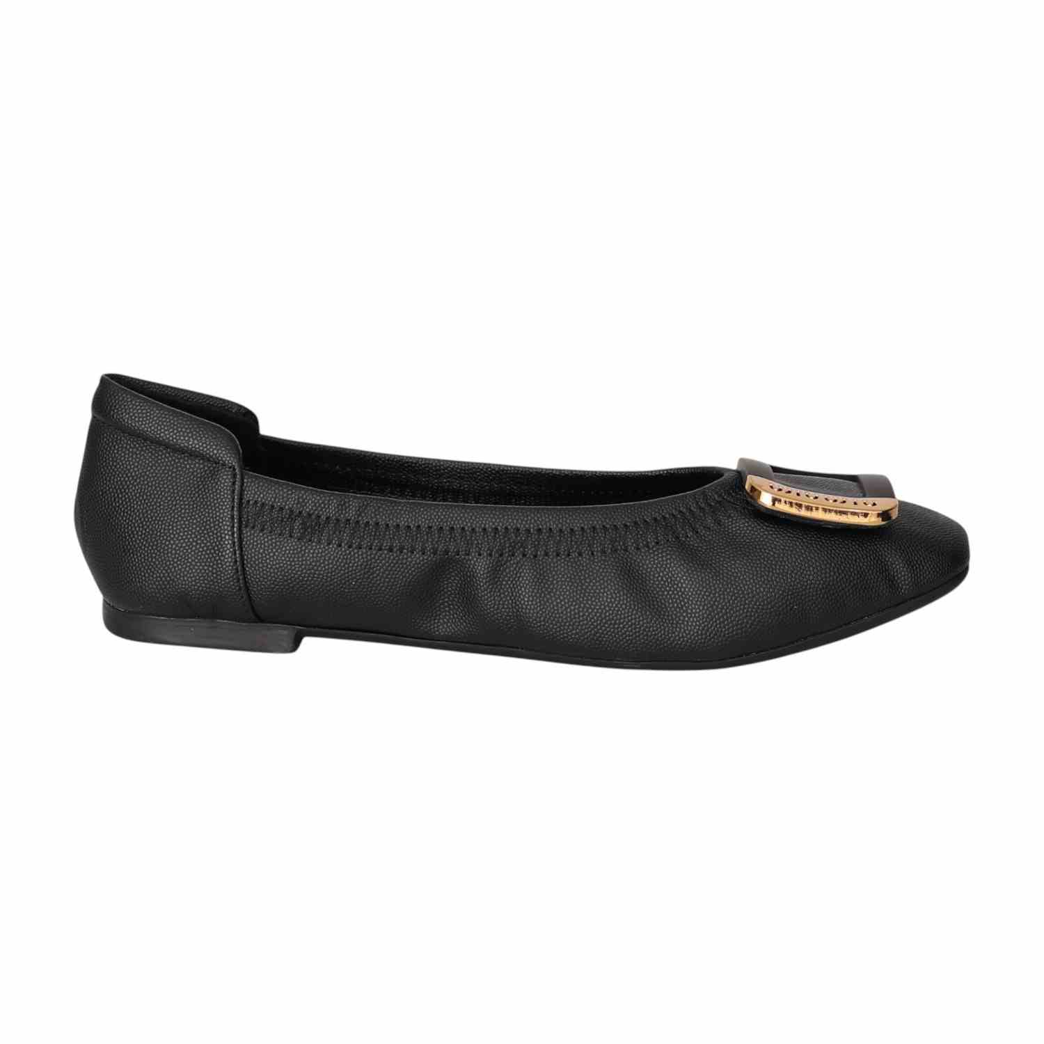 Women Black Statement Ornament Ballerinas