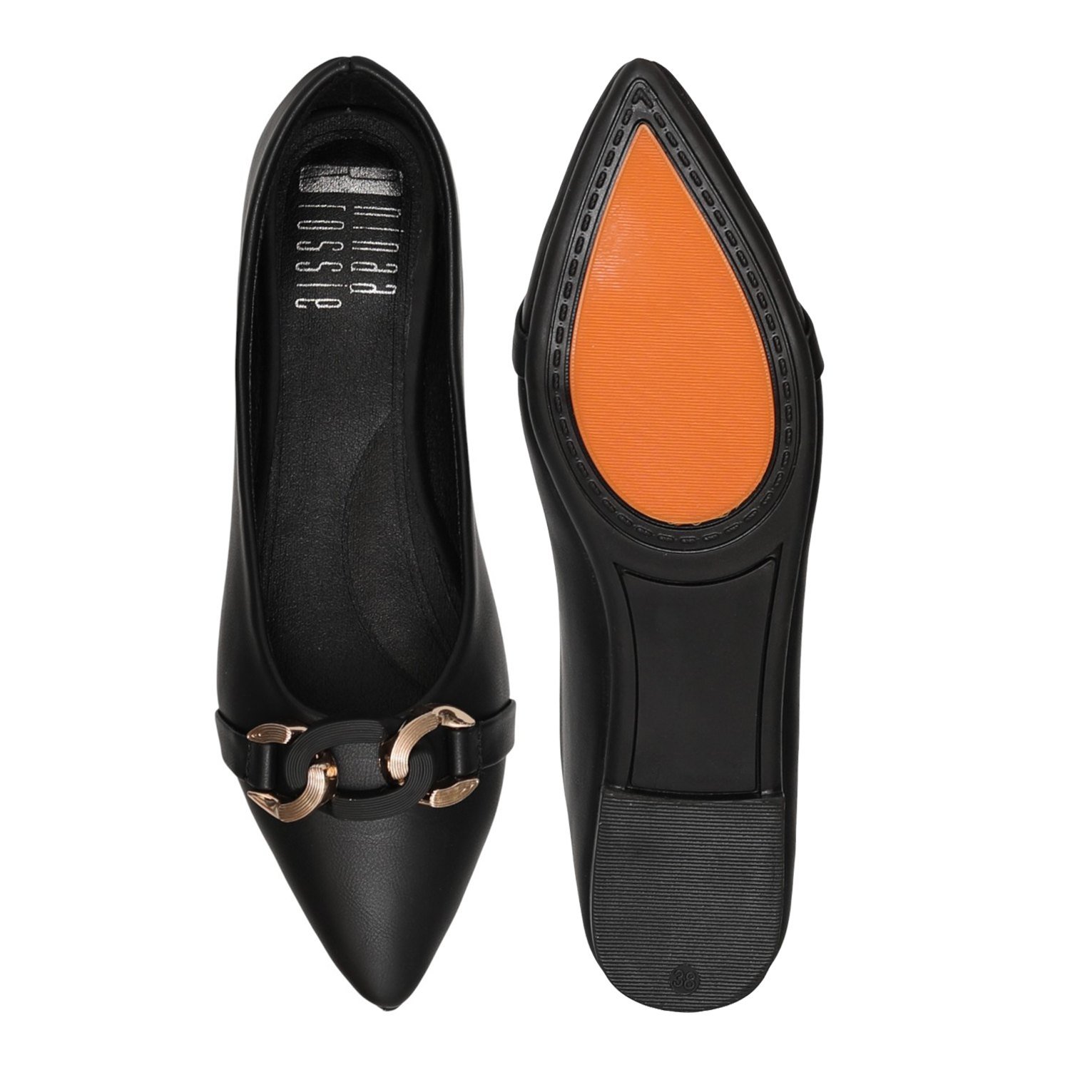 Women's Onyx Point Buckle Ballerinas