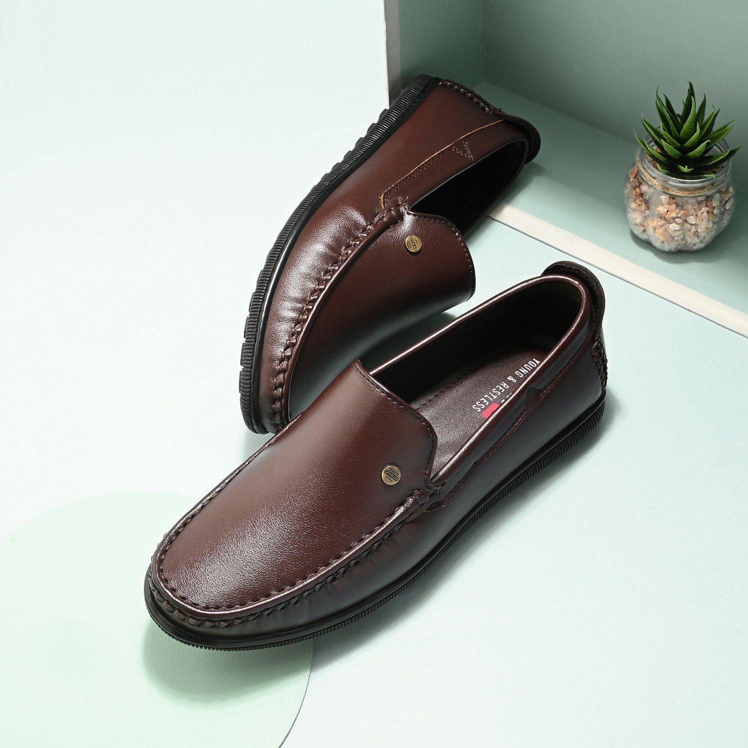 Mens Brown Slip On Loafers