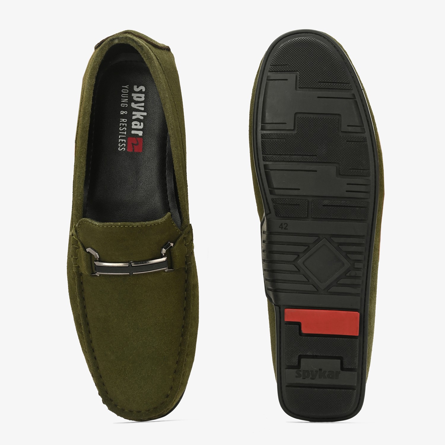 Mens Olive Slip On Loafers