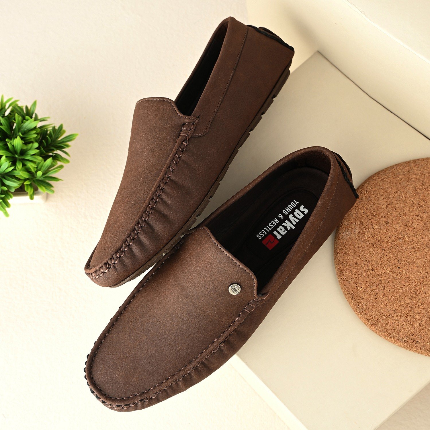 Mens Brown Slip On Loafers