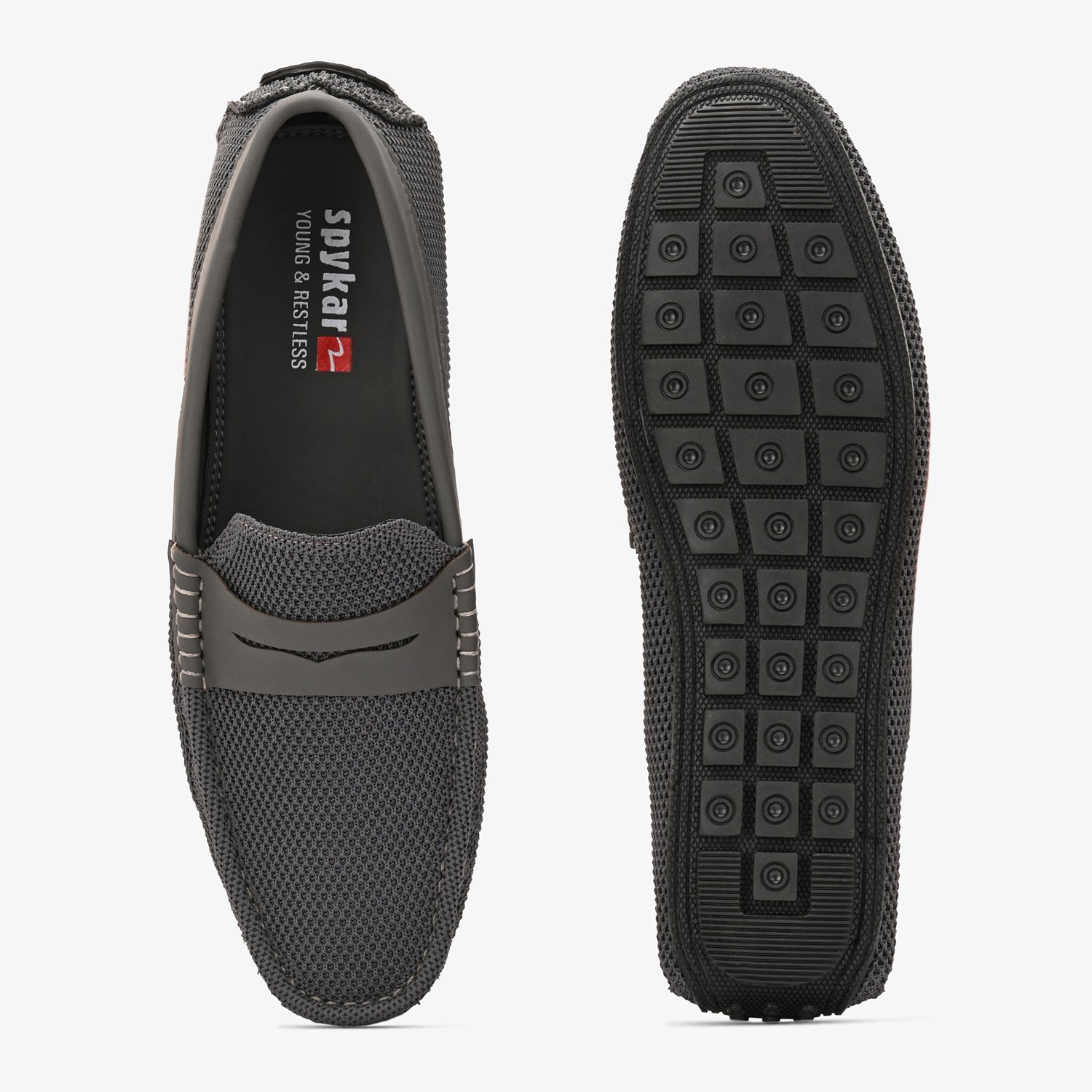 Mens Grey Slip On Loafers