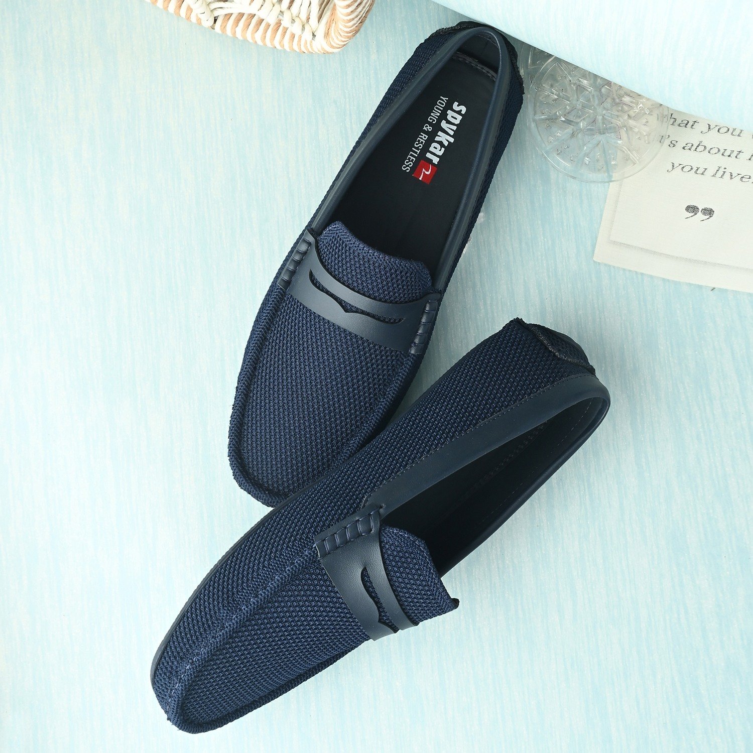 Mens Navy Slip On Loafers