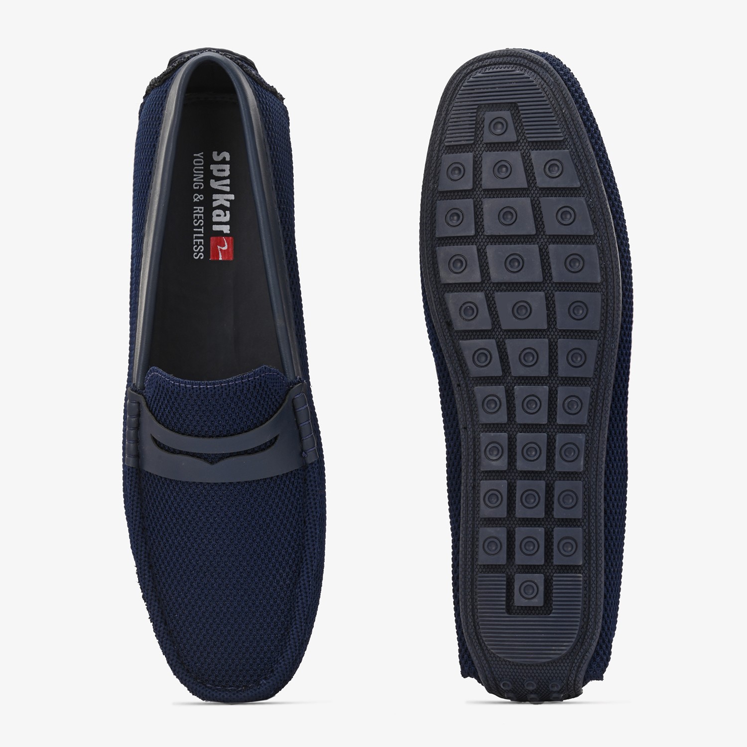 Mens Navy Slip On Loafers