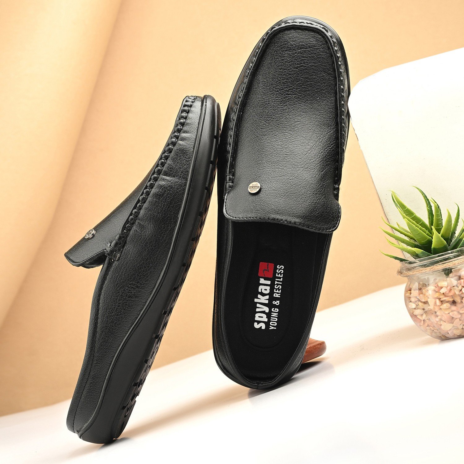 Mens Black Slip On Loafers