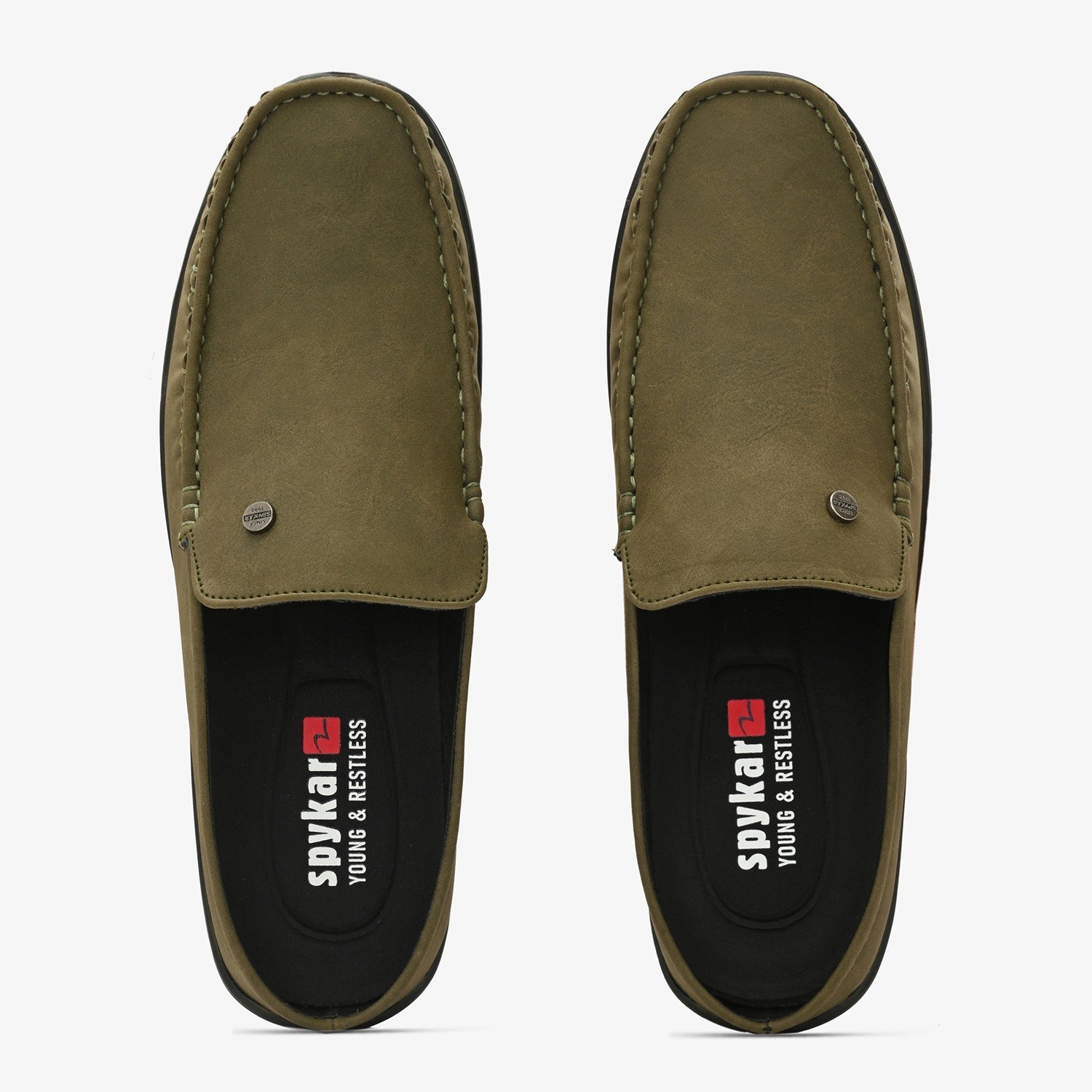 Mens Olive Slip On Loafers