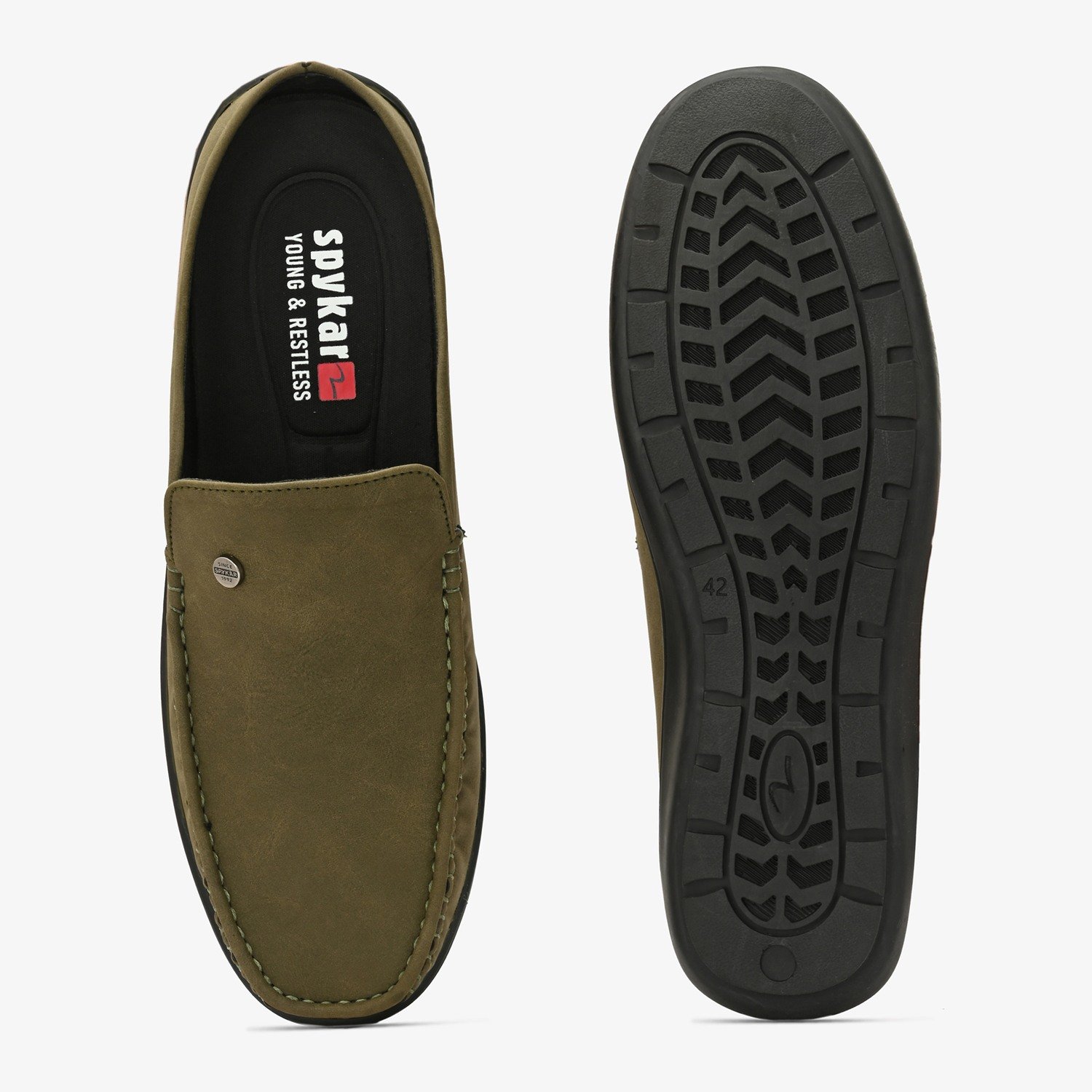 Mens Olive Slip On Loafers
