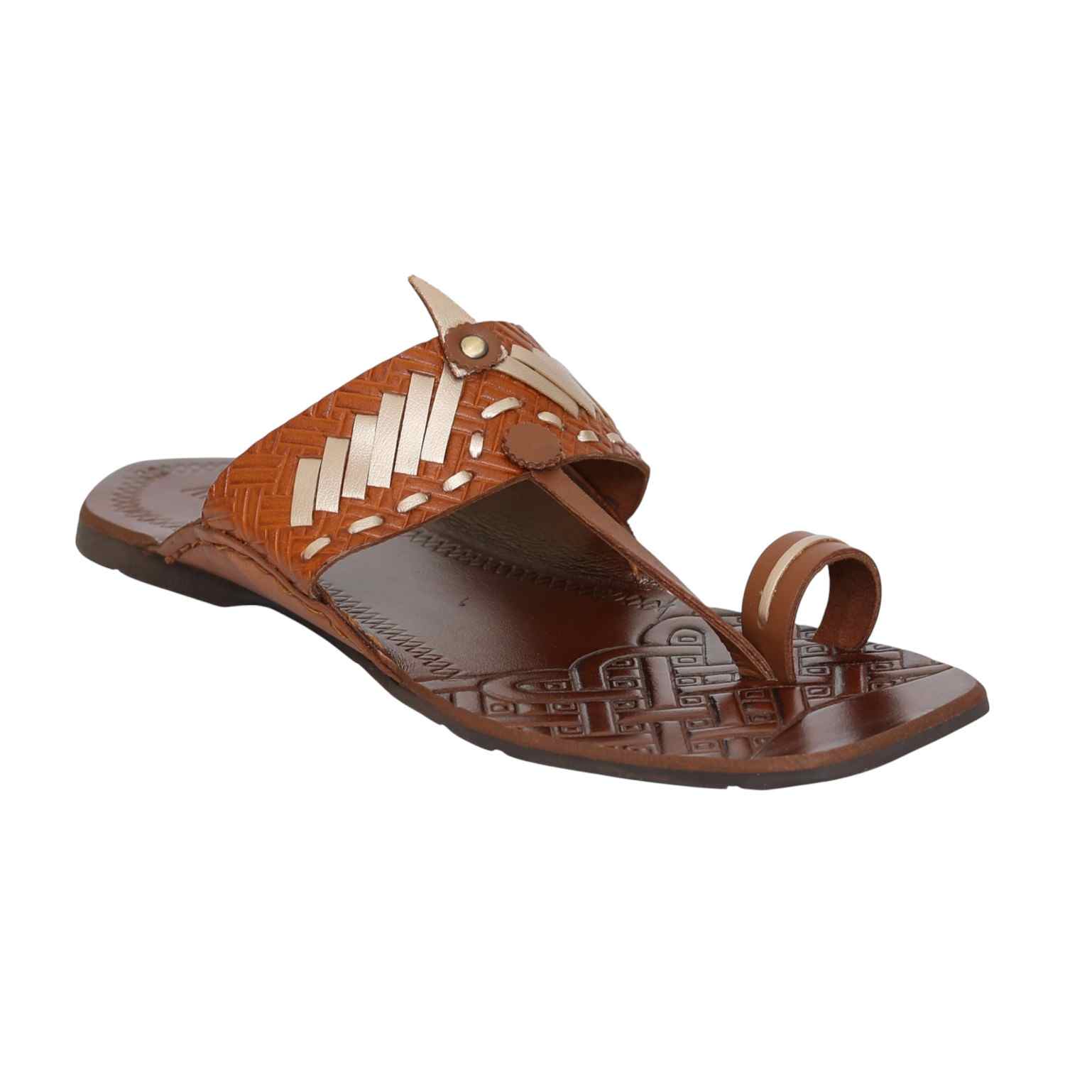Men Traditional Tan Kolhapuri Chappal