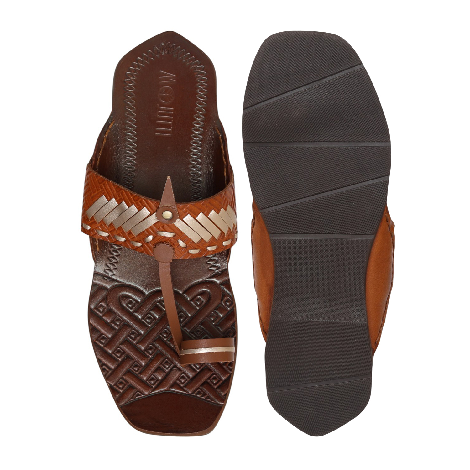 Men Traditional Tan Kolhapuri Chappal