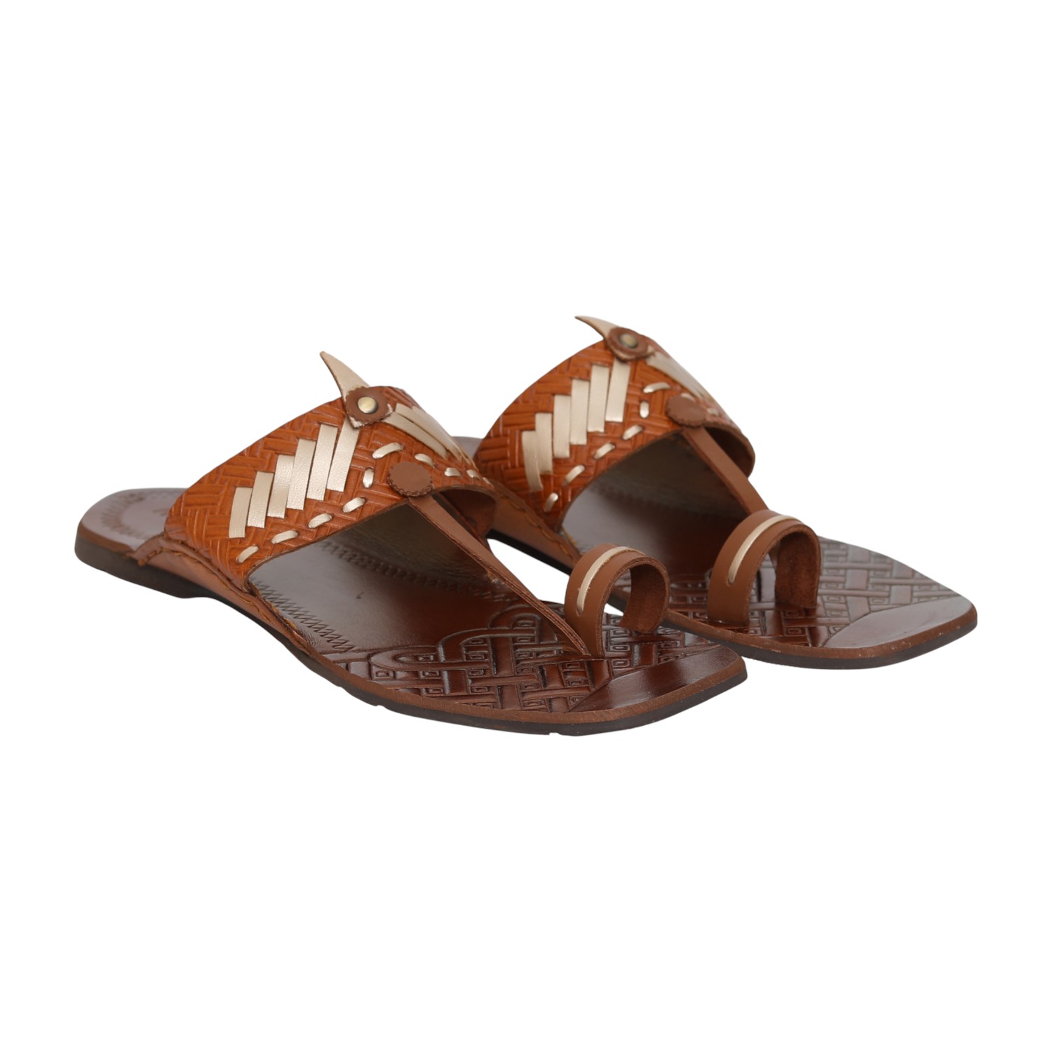 Men Traditional Tan Kolhapuri Chappal