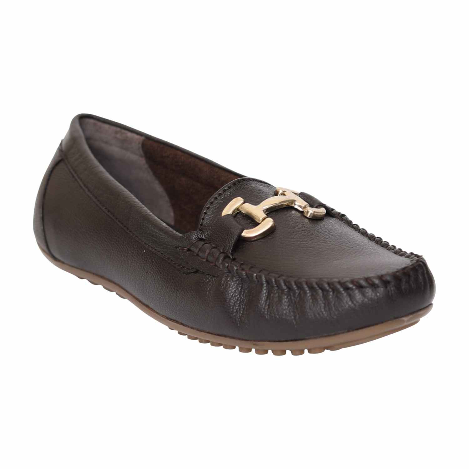 Women Brown Buckled Moccassins