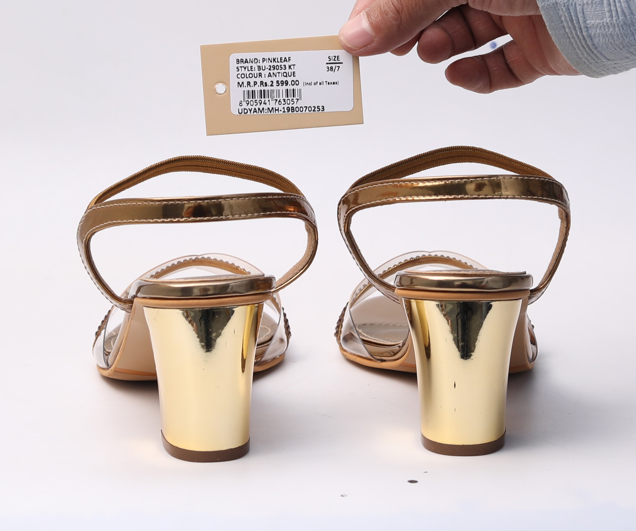 Pinkleaf Women’s Metalic Elegant Block-Heel Sandals