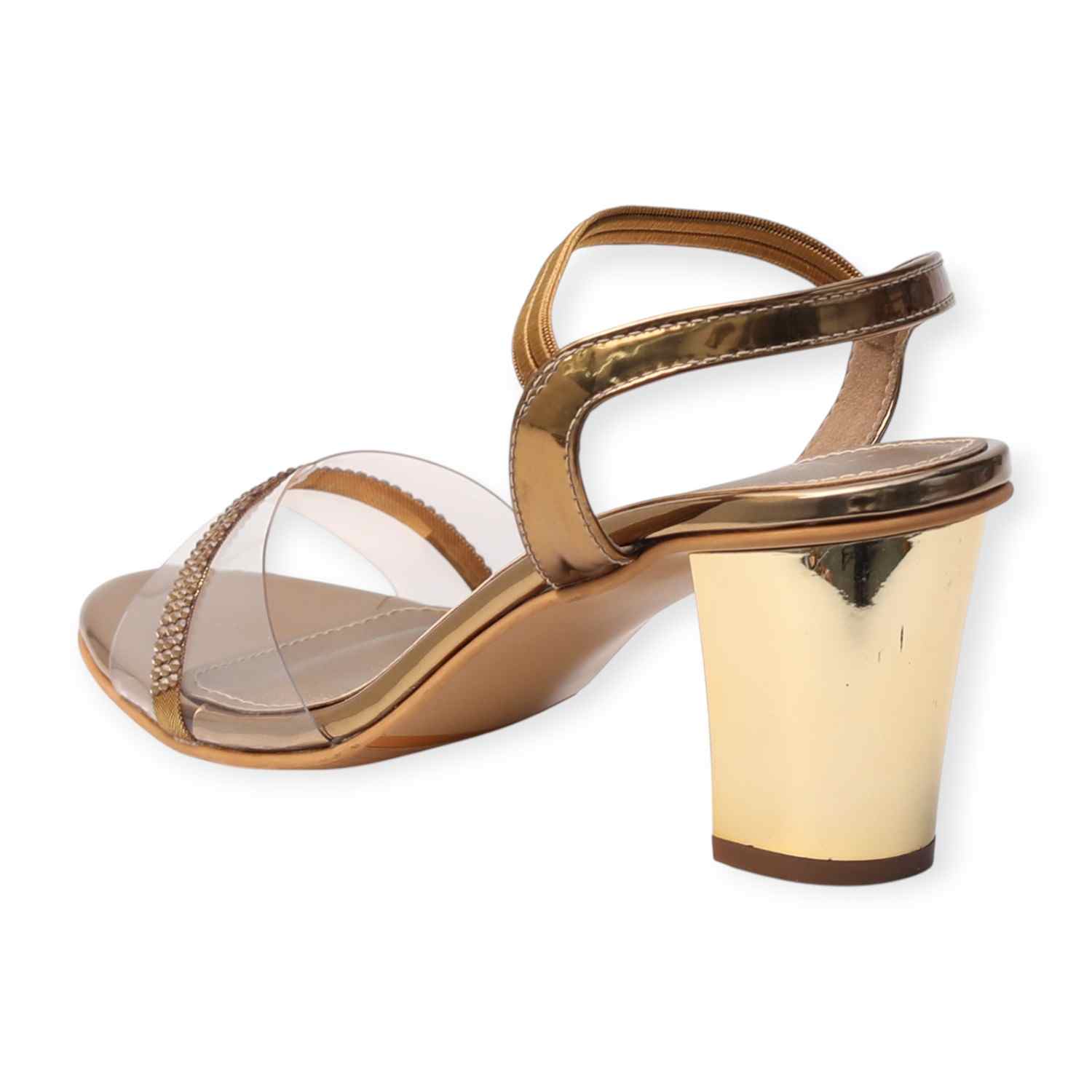 Pinkleaf Women’s Metalic Elegant Block-Heel Sandals