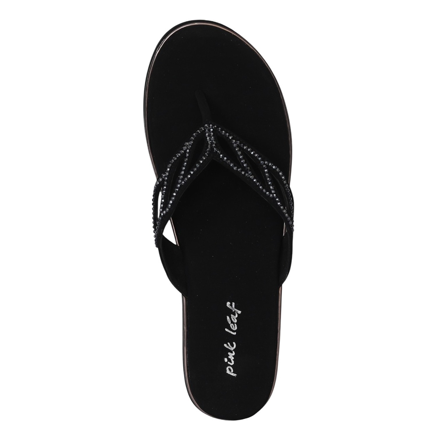 Women Black Jewel Strap Wedge Sandals