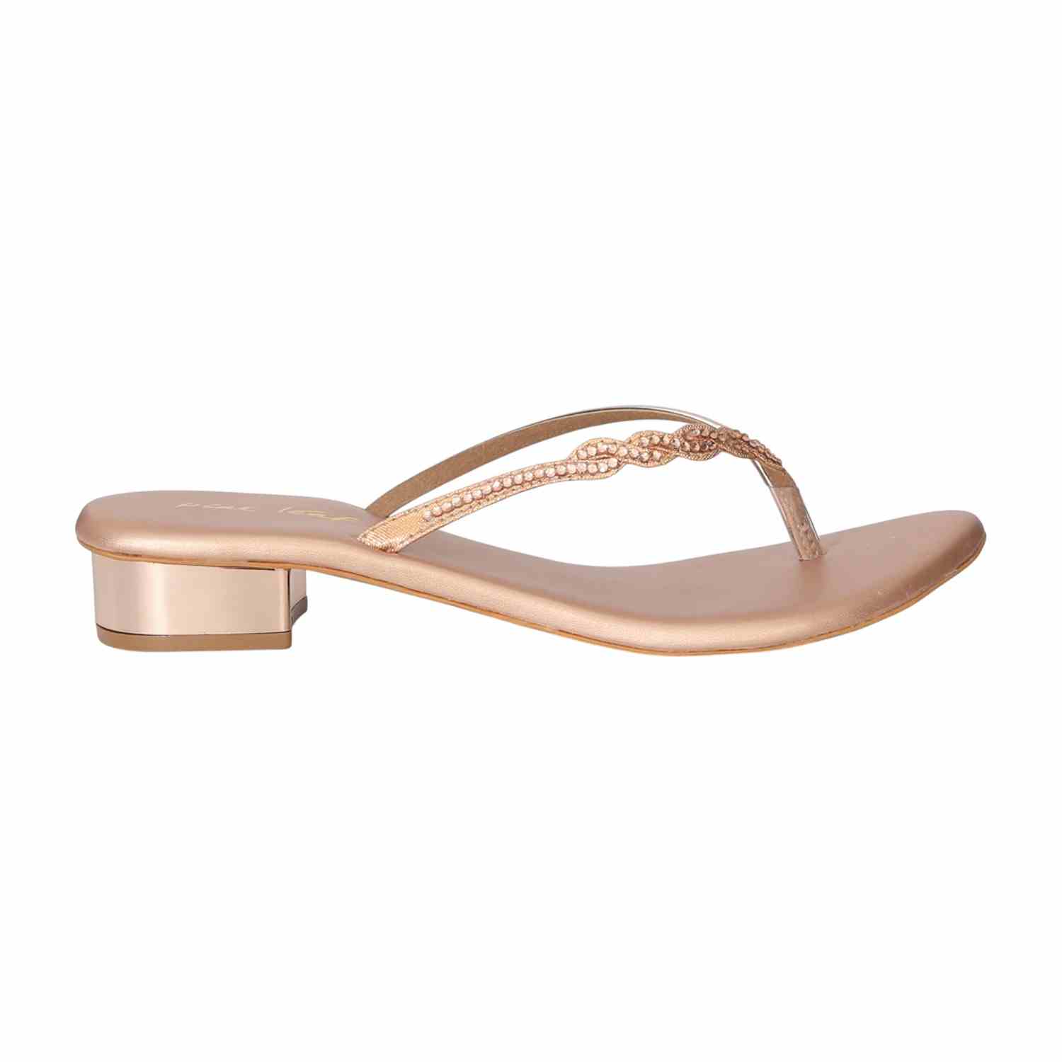 Women Blush Gold Weave Heels