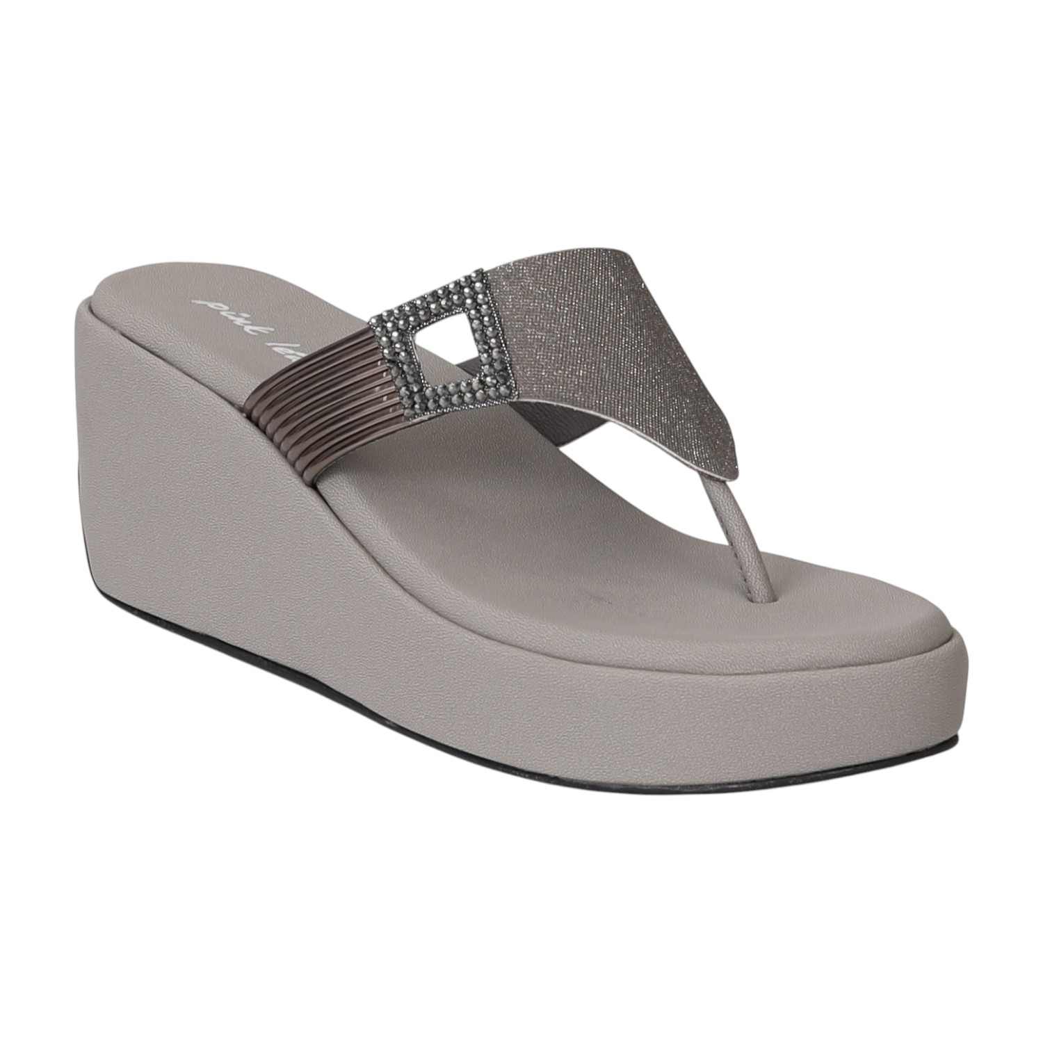 Women Silver Sparkle Wedges