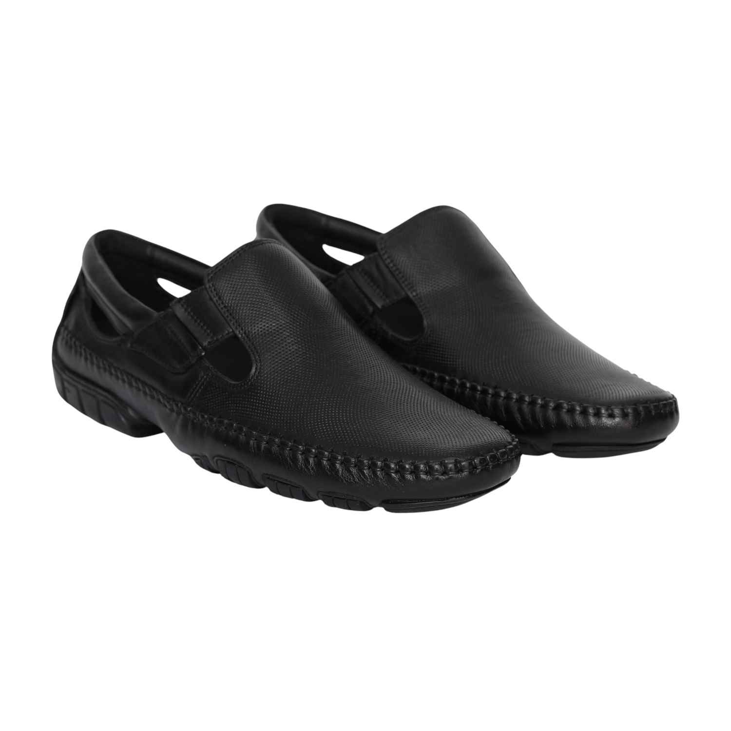 Men Black Slip-On Work Shoes