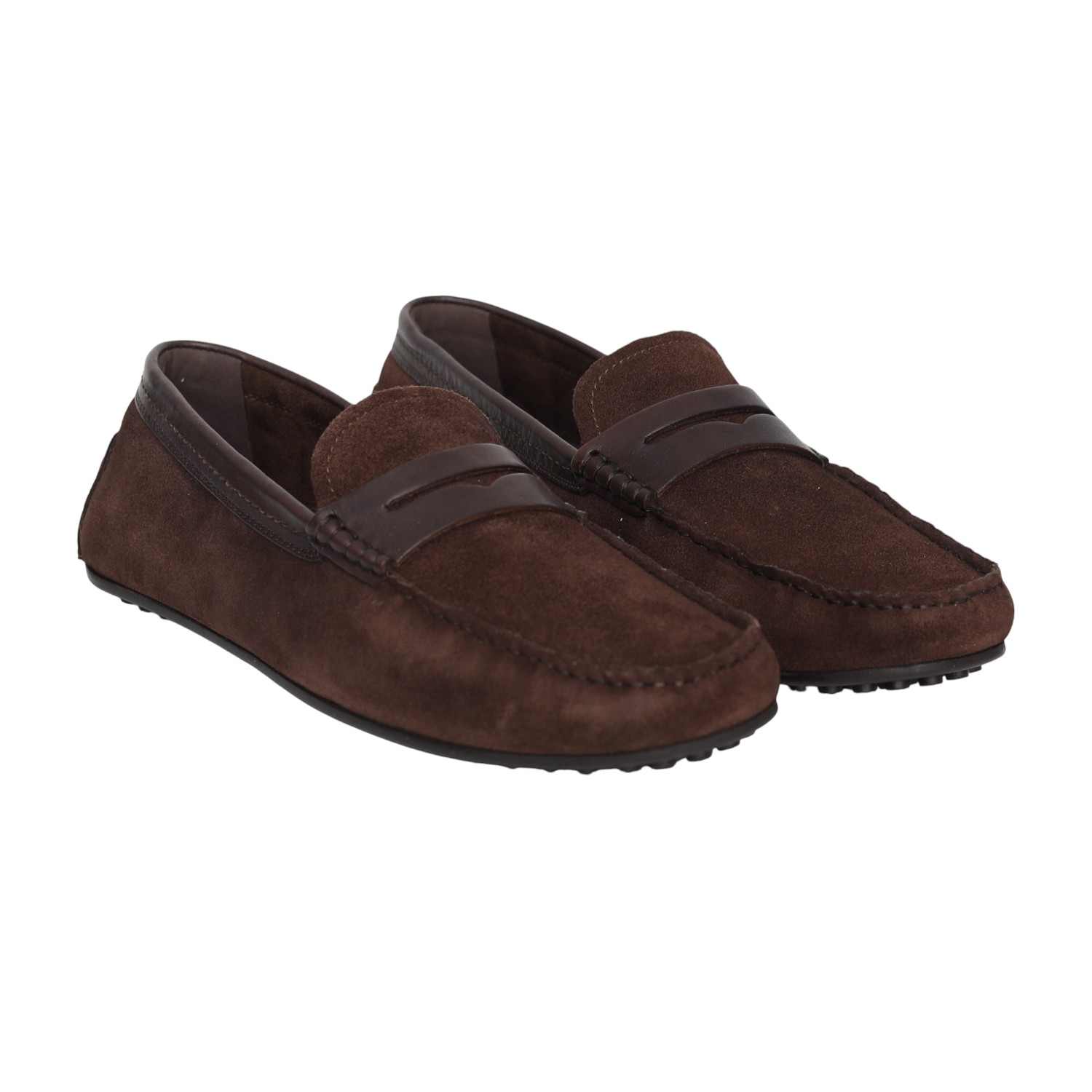 Men Brown Bellario Suede Loafers