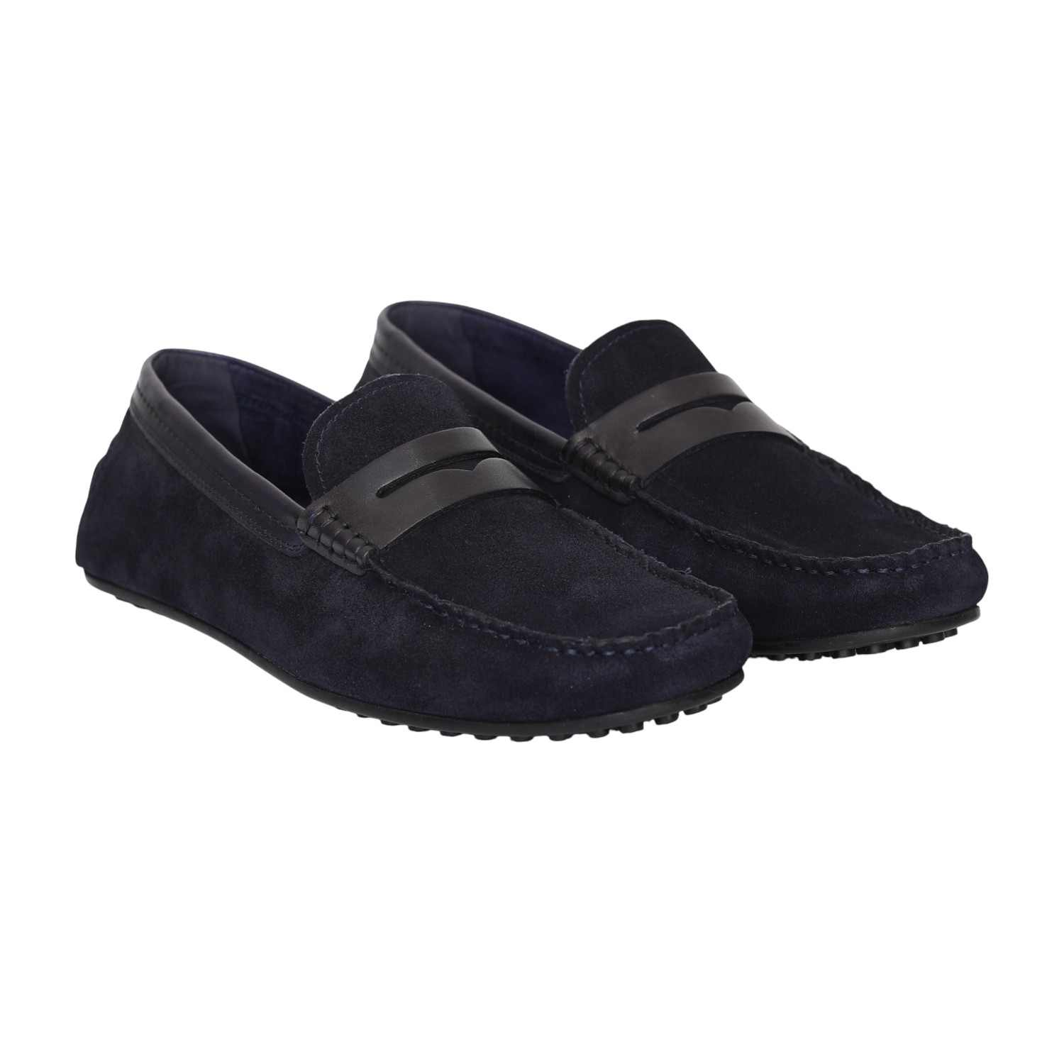Men Navy Bellario Suede Loafers