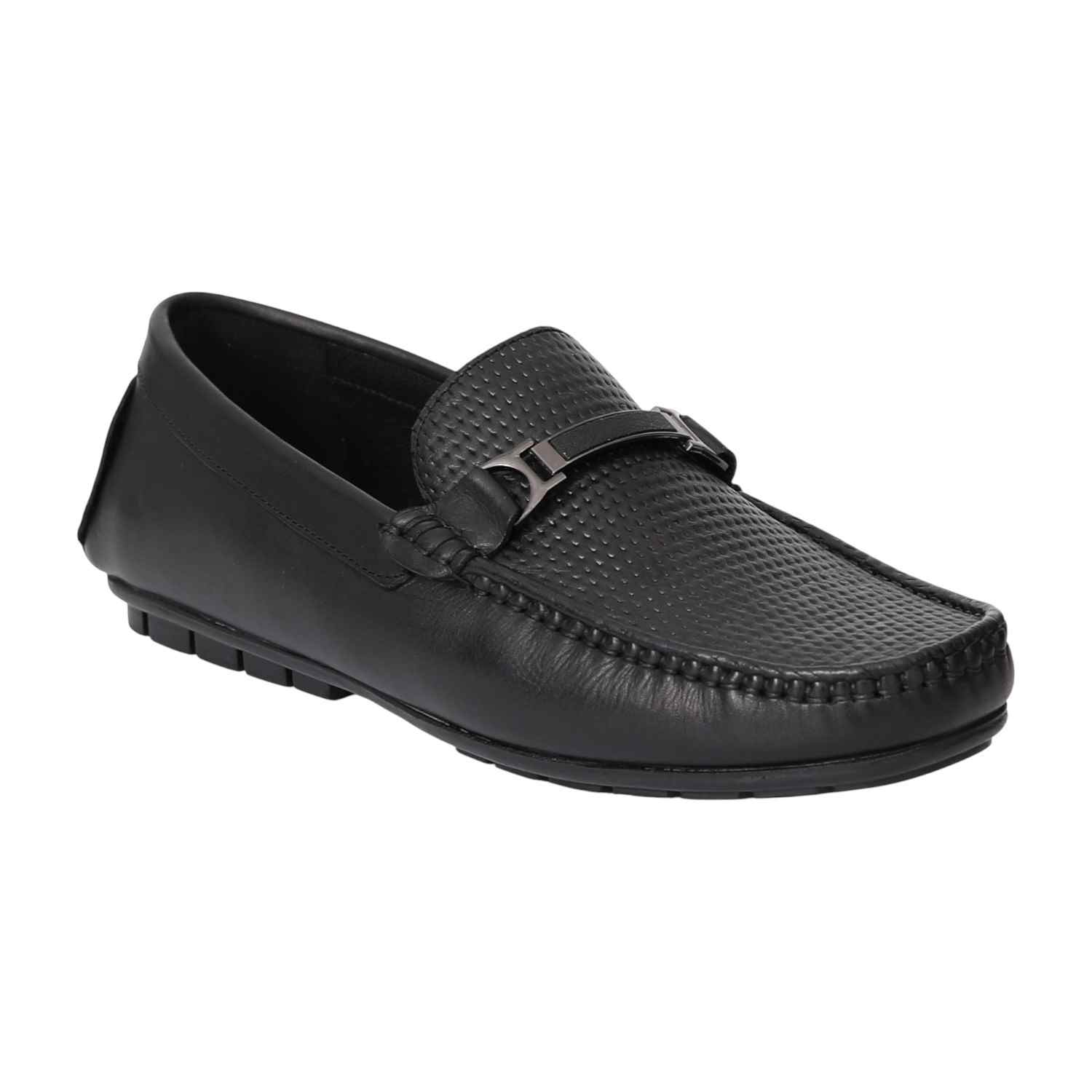Men Black Classic Perforated Loafers