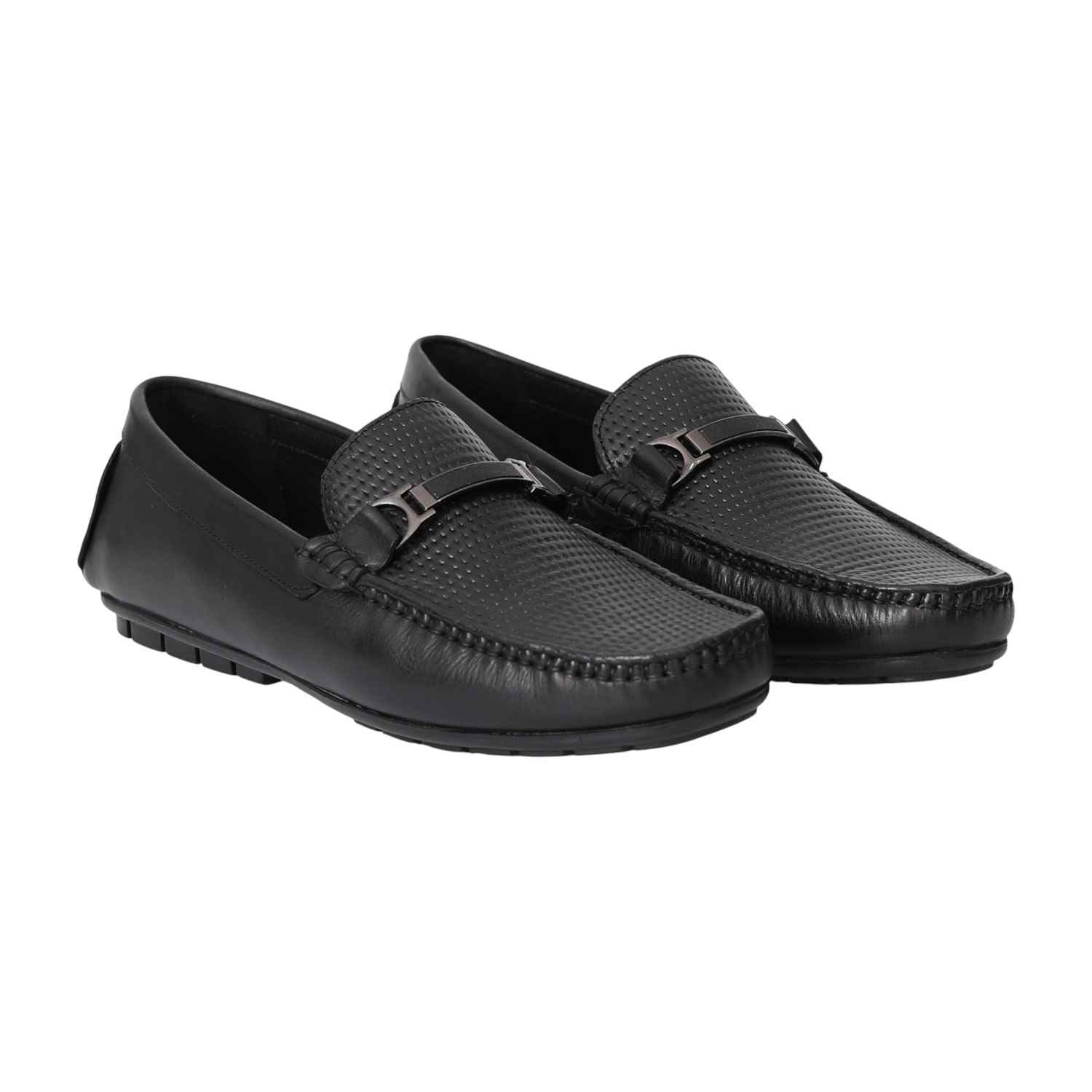 Men Black Classic Perforated Loafers