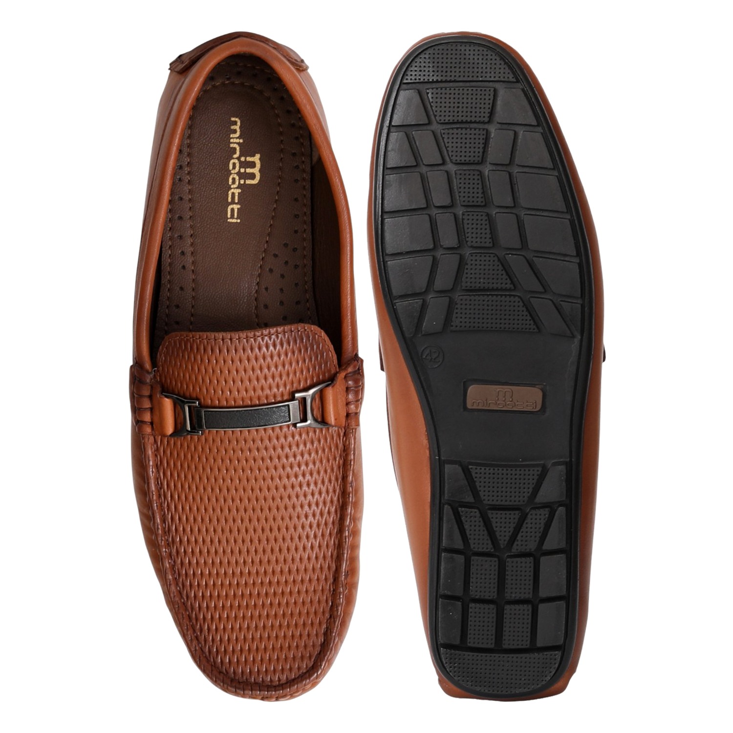 Men Tan Classic Perforated Loafers