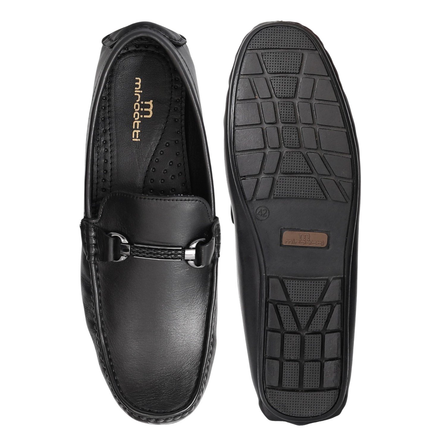 Men Black Moc-Toe Loafers