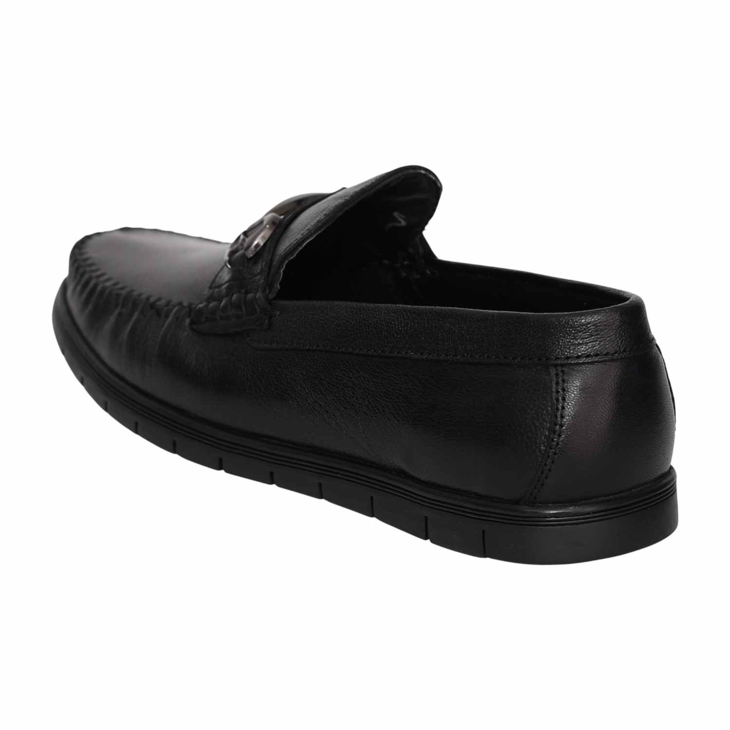 Men Black Moc Stitch Loafers