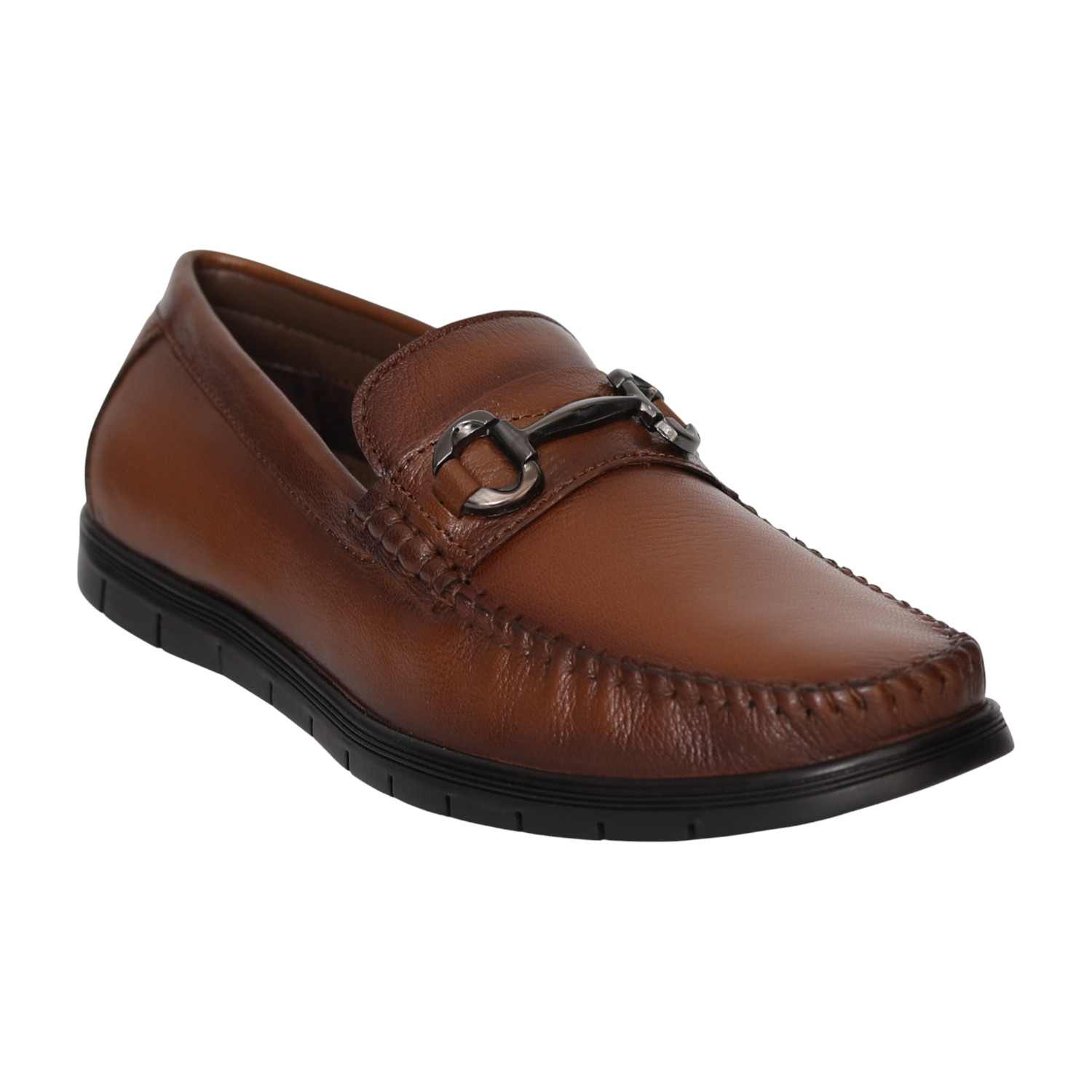 Men Tan Moc Stitch Loafers