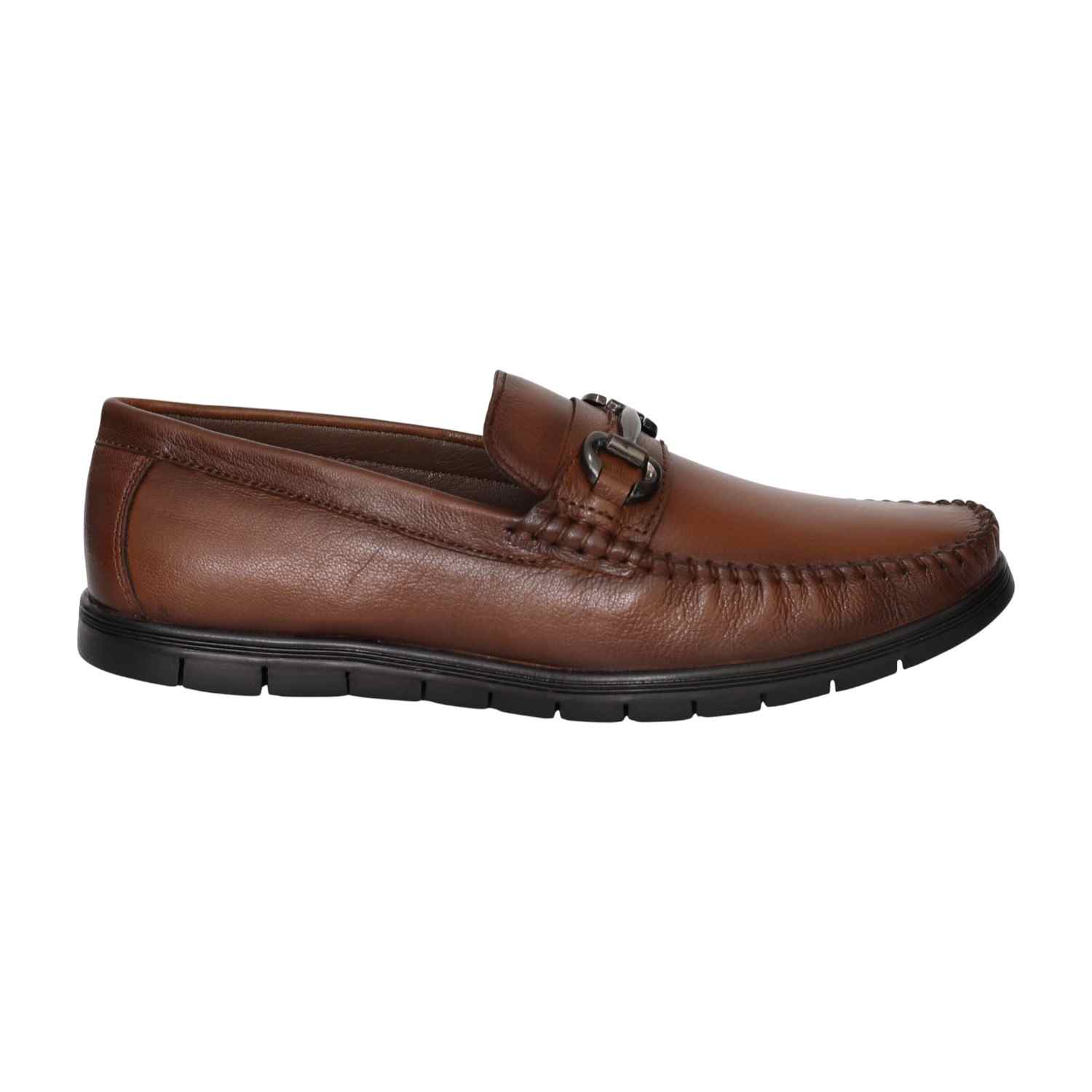 Men Tan Moc Stitch Loafers