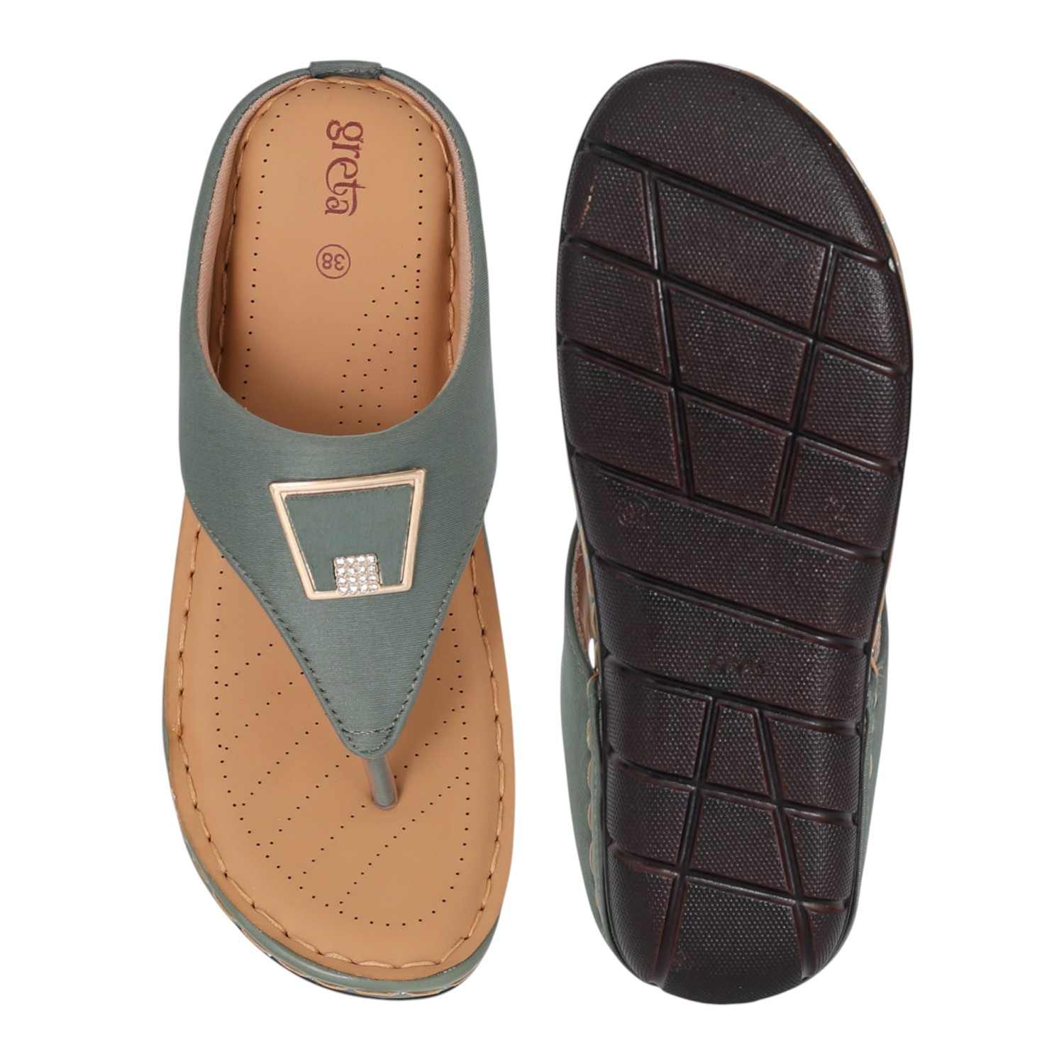 Women Sage Slip-On Thong Sandals
